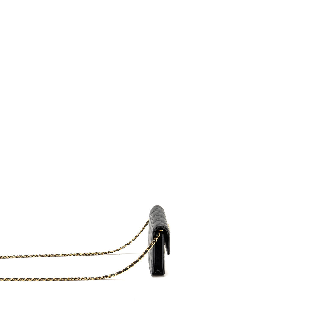 Chanel Zirconium Flap Clutch/ Holder with Chain Lambskin Black