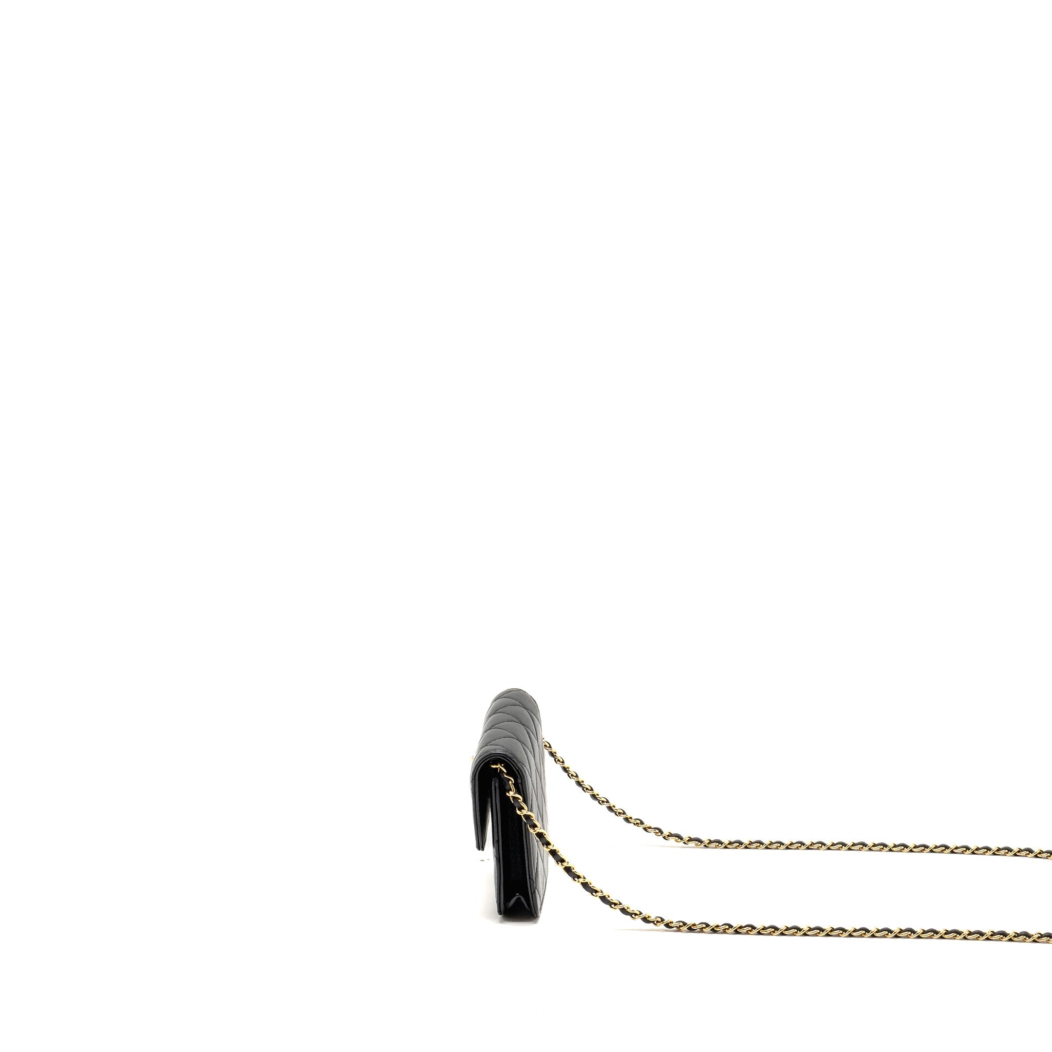 Chanel Zirconium Flap Clutch/ Holder with Chain Lambskin Black