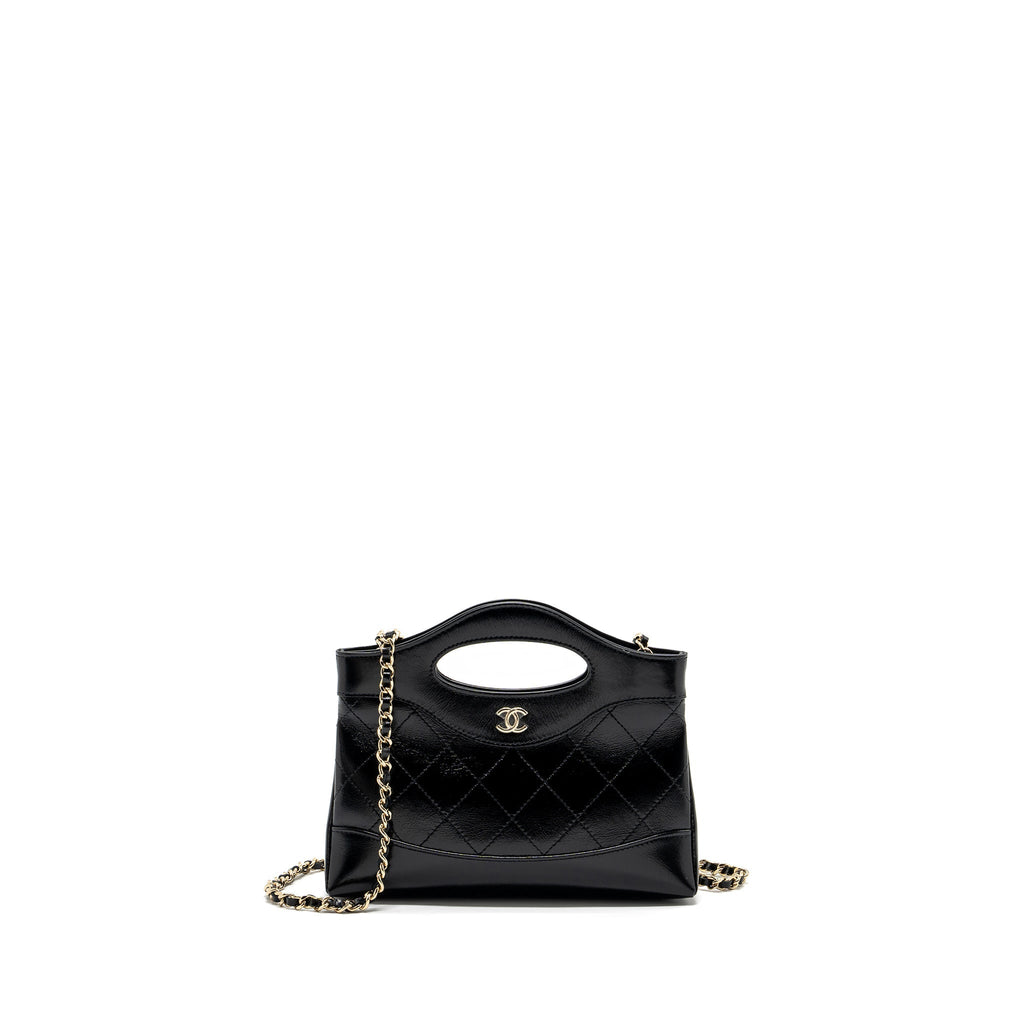Chanel 24c mini 31 clutch with chain shiny calfskin black L (microchip)