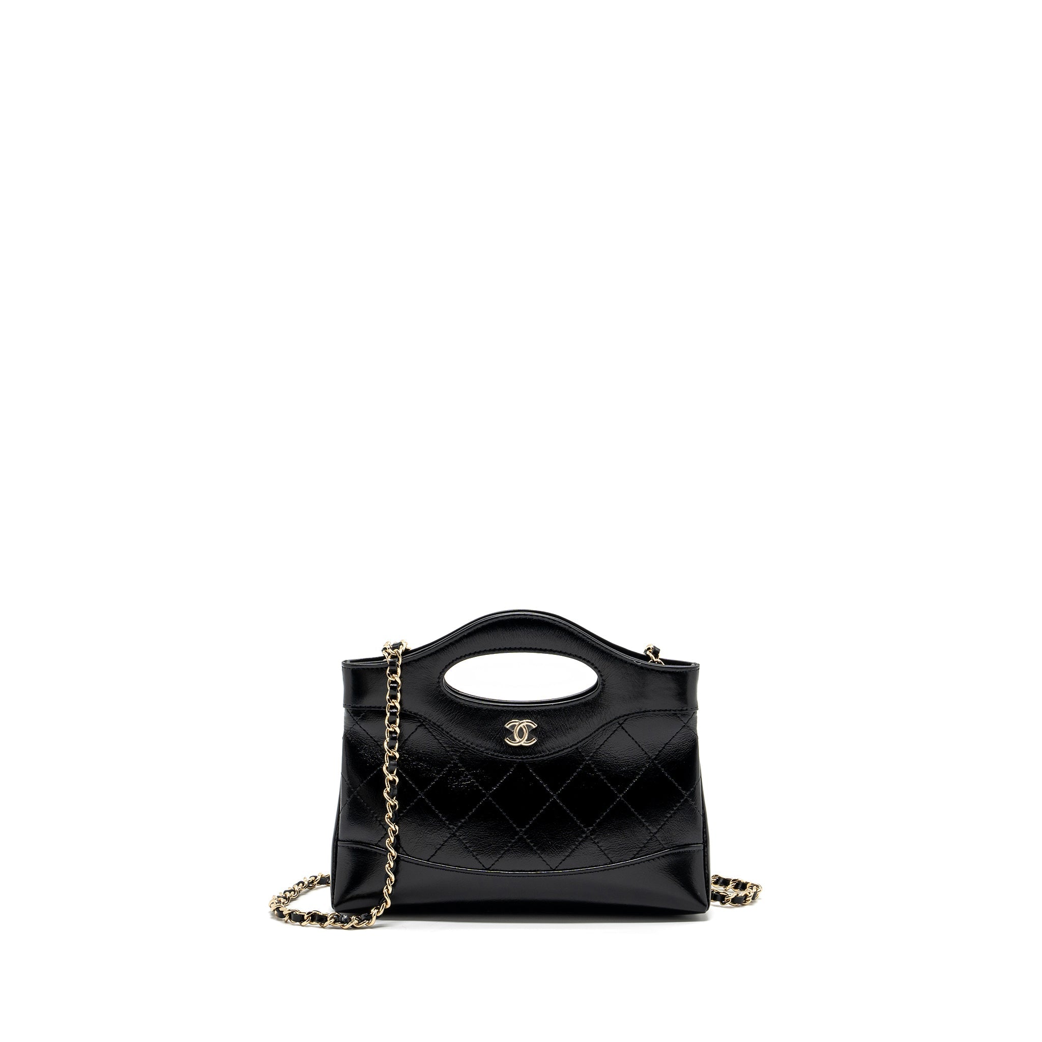 Chanel 24c mini 31 clutch with chain shiny calfskin black L (microchip)