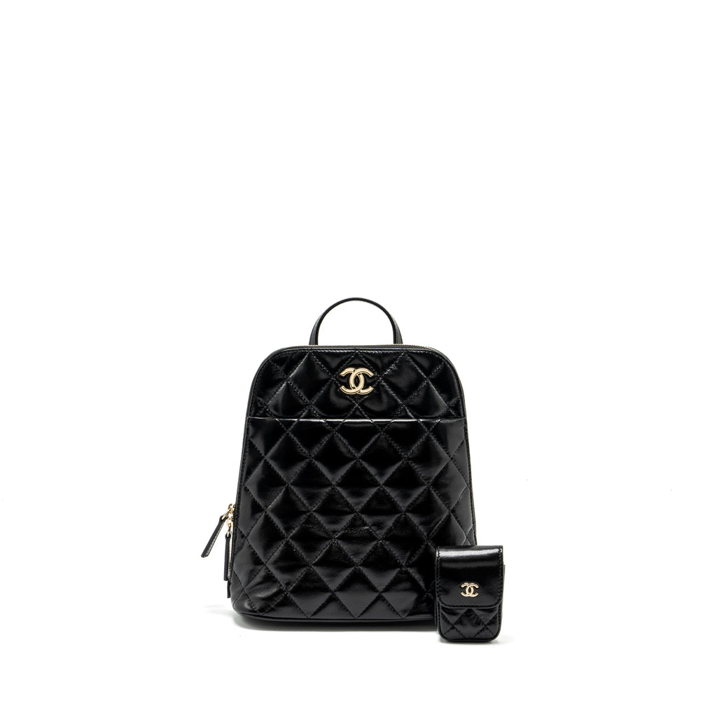Chanel 22A Mini Backpack Patent Black L (microchip)