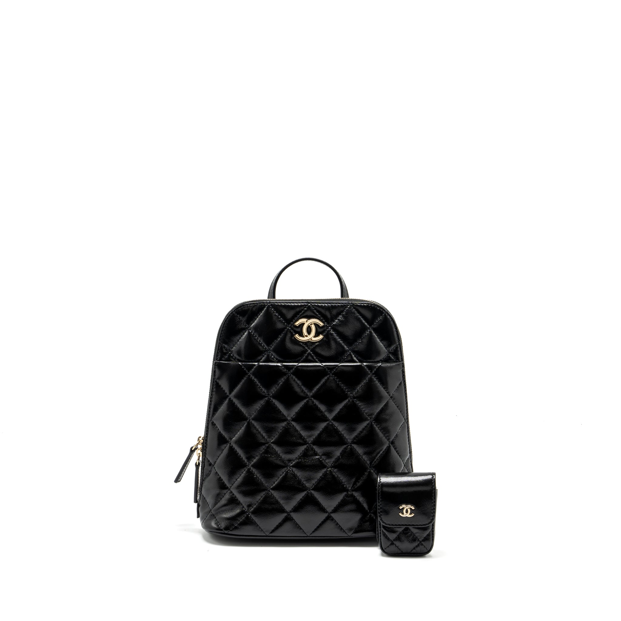 Chanel 22A Mini Backpack Patent Black L (microchip)