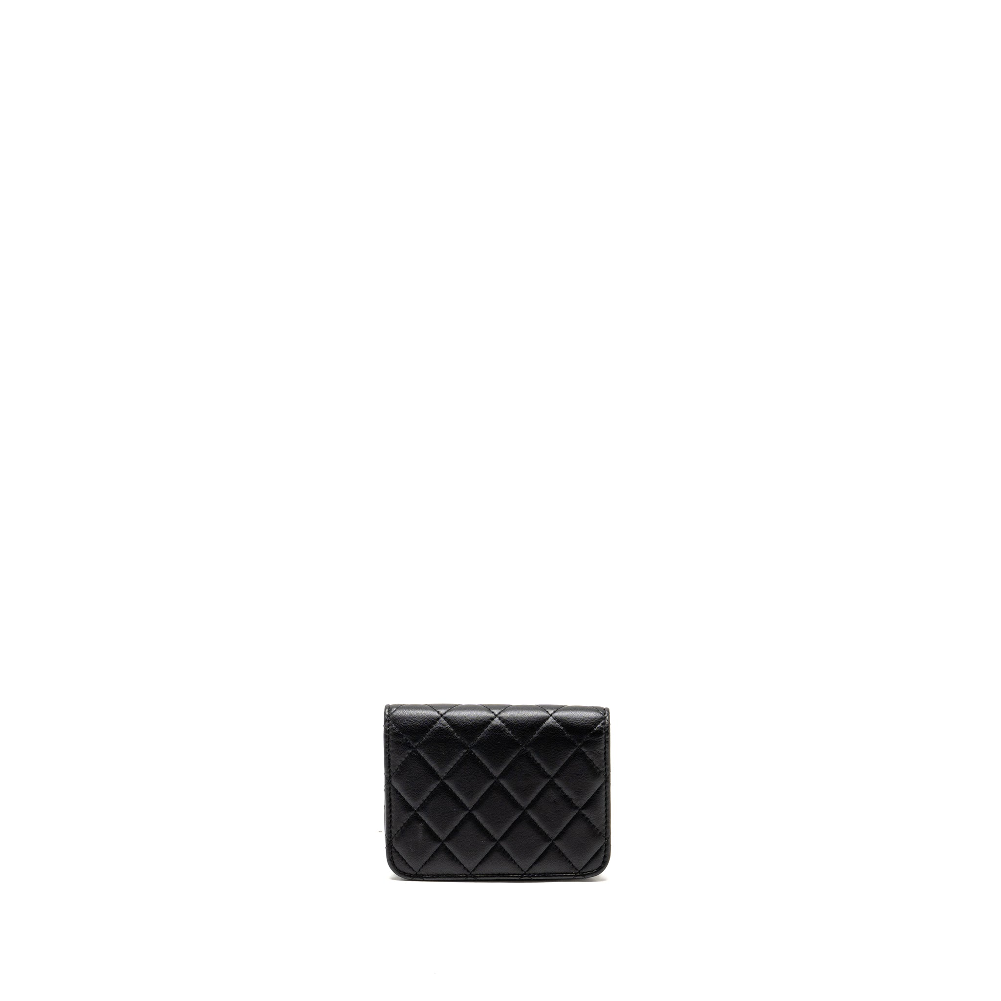 Chanel Zirconium Flap Clutch/ Holder with Chain Lambskin Black