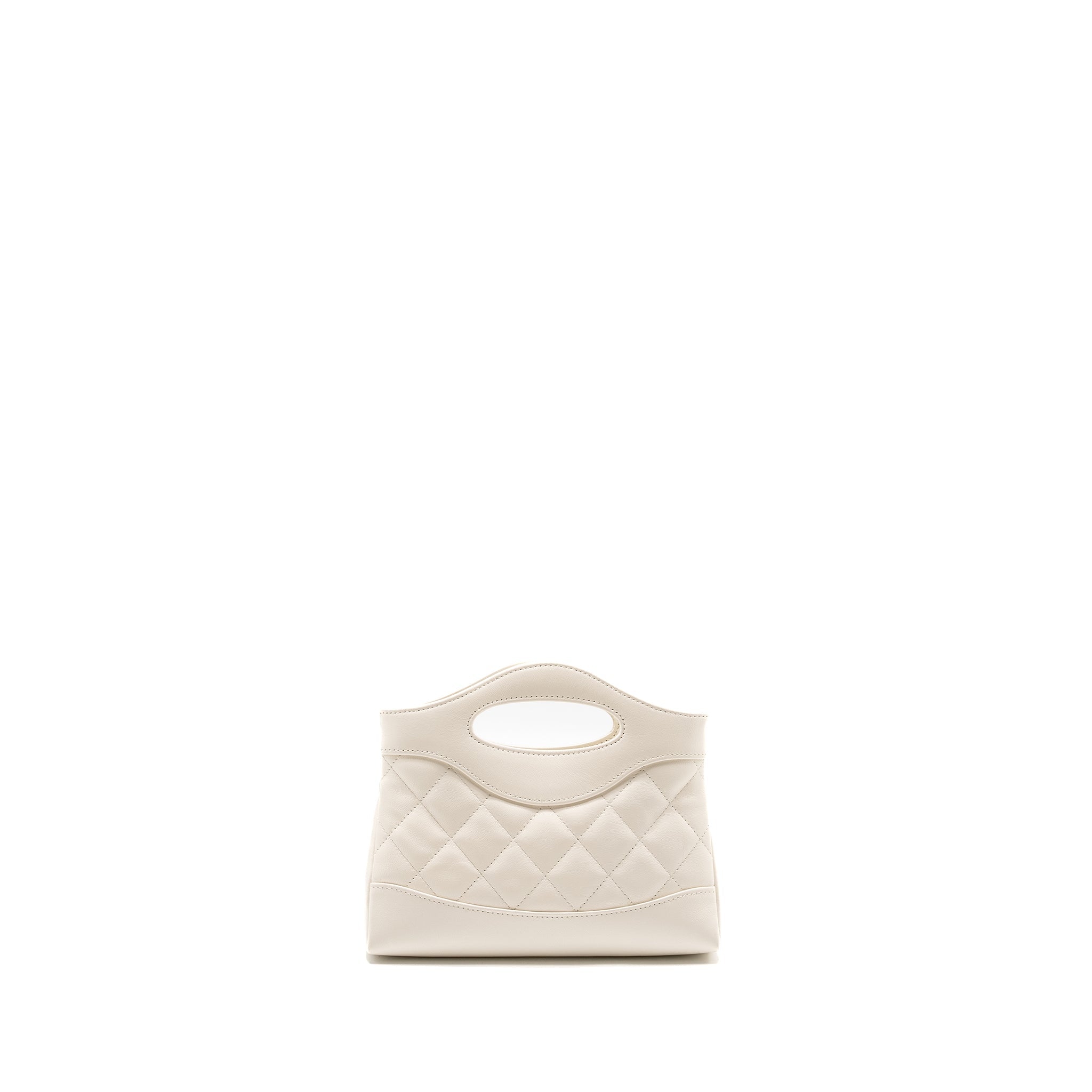Chanel Mini 31 Clutch with  Chain Shiny Calfskin White L (Microchip)