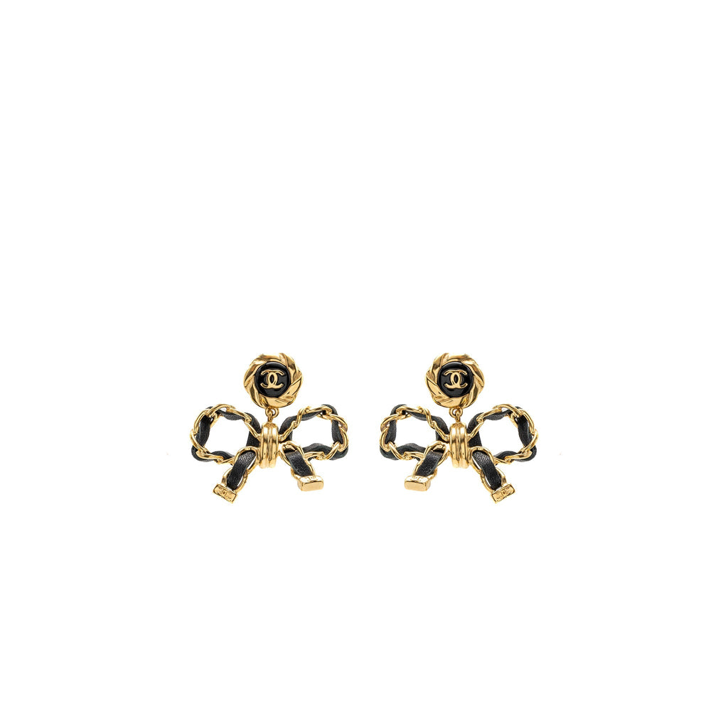 Chanel CC Logo  Bow Drop Earrings Large Model L