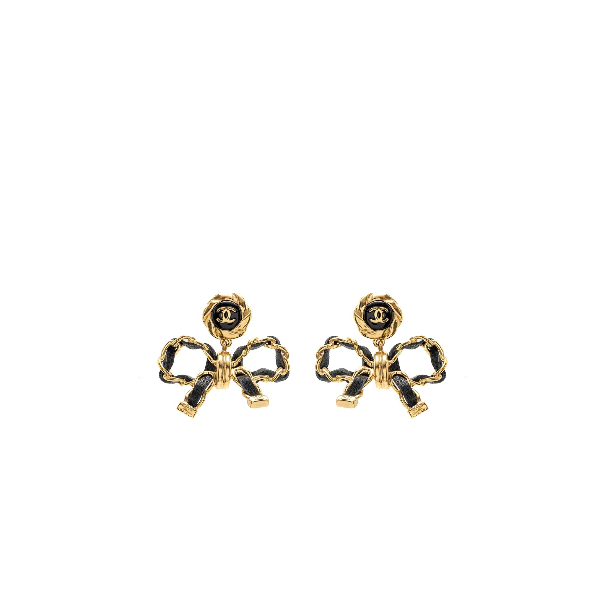 Chanel CC Logo  Bow Drop Earrings Large Model L