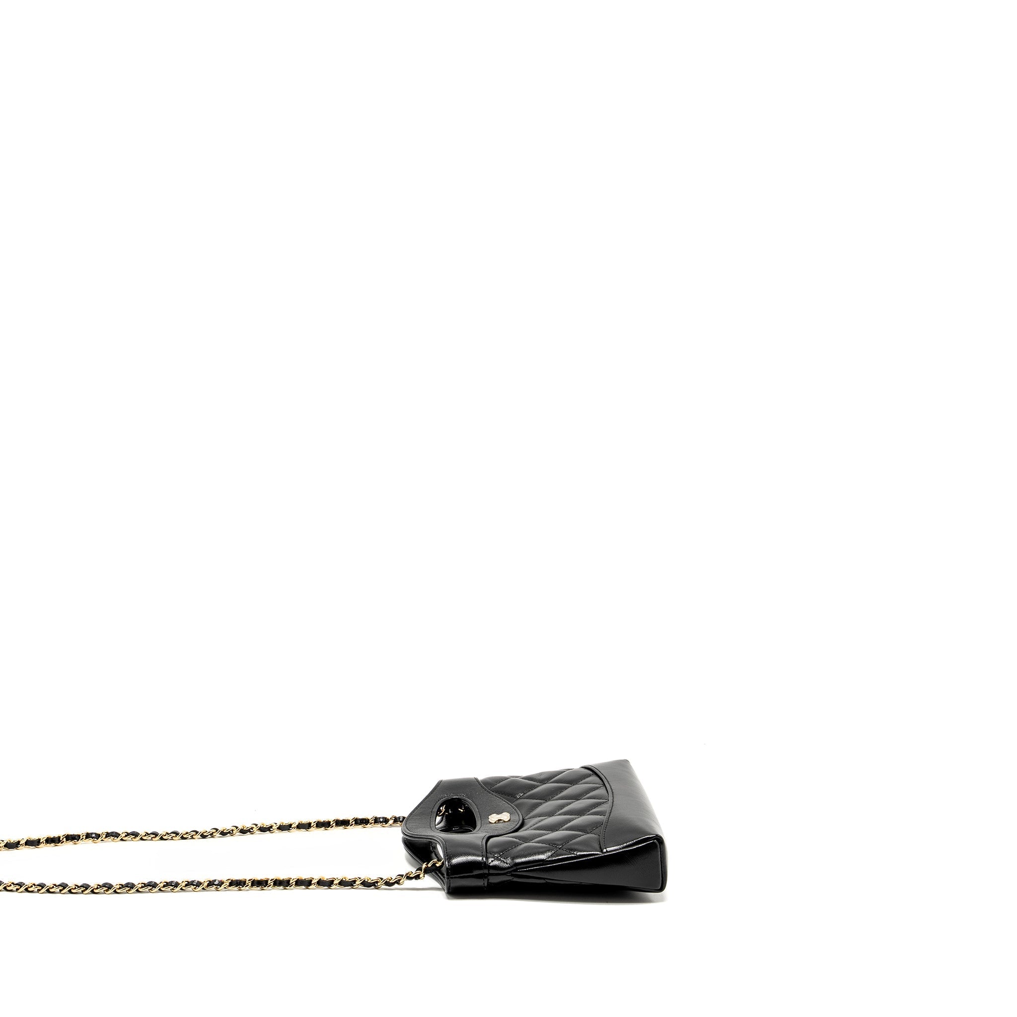 Chanel Mini 31 Clutch With Chain Shiny Calfskin Black L (Microchip)