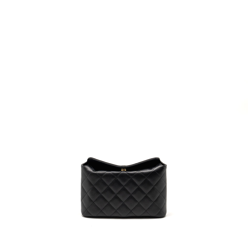 Chanel fold flap vanity clutch with chain caviar black