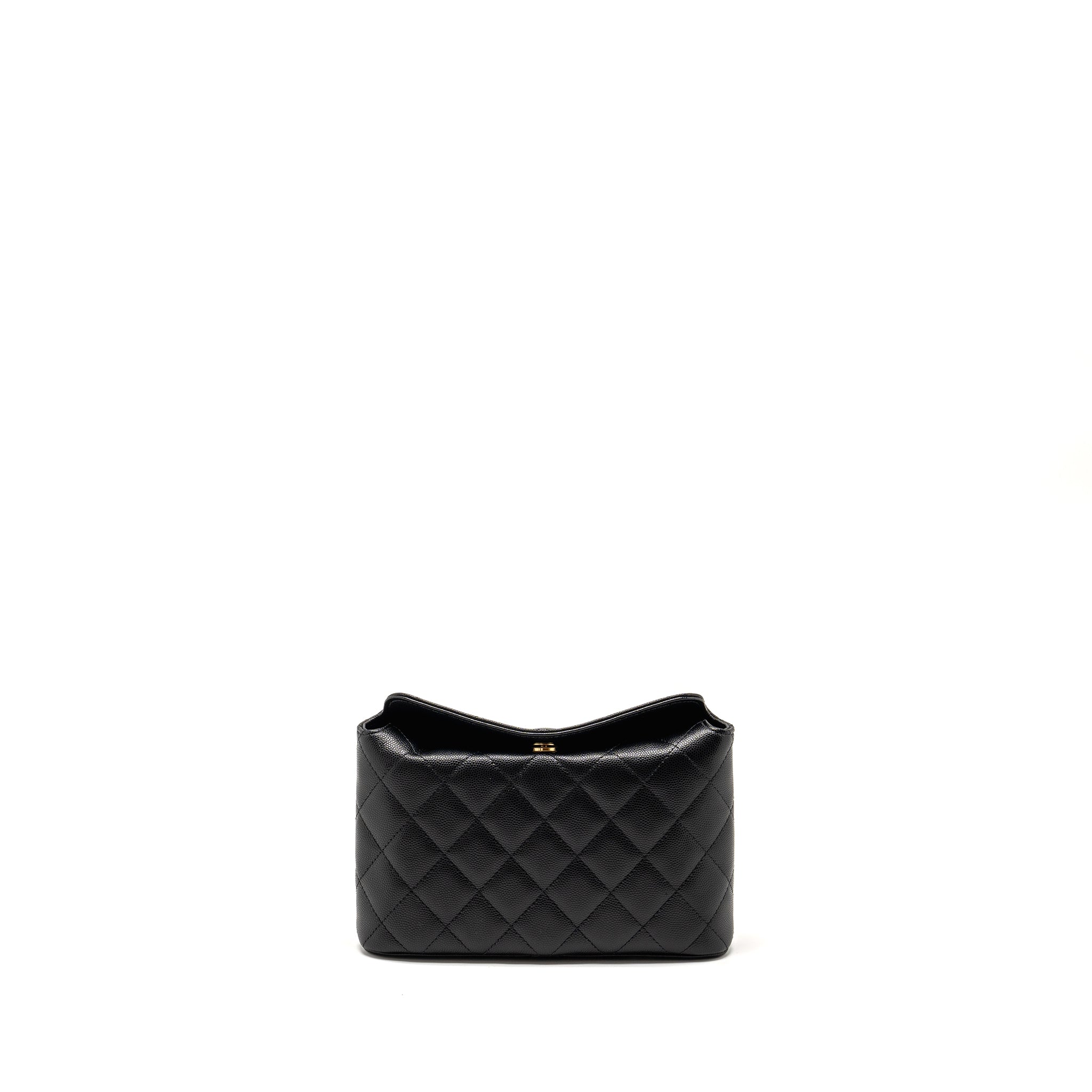Chanel fold flap vanity clutch with chain caviar black