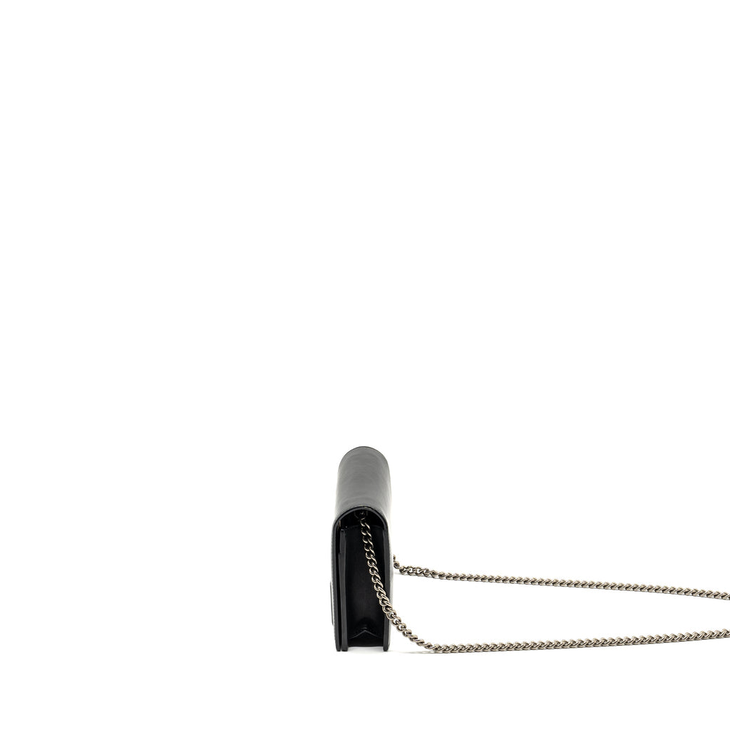 Gucci flap wallet on chain calfskin black SHW