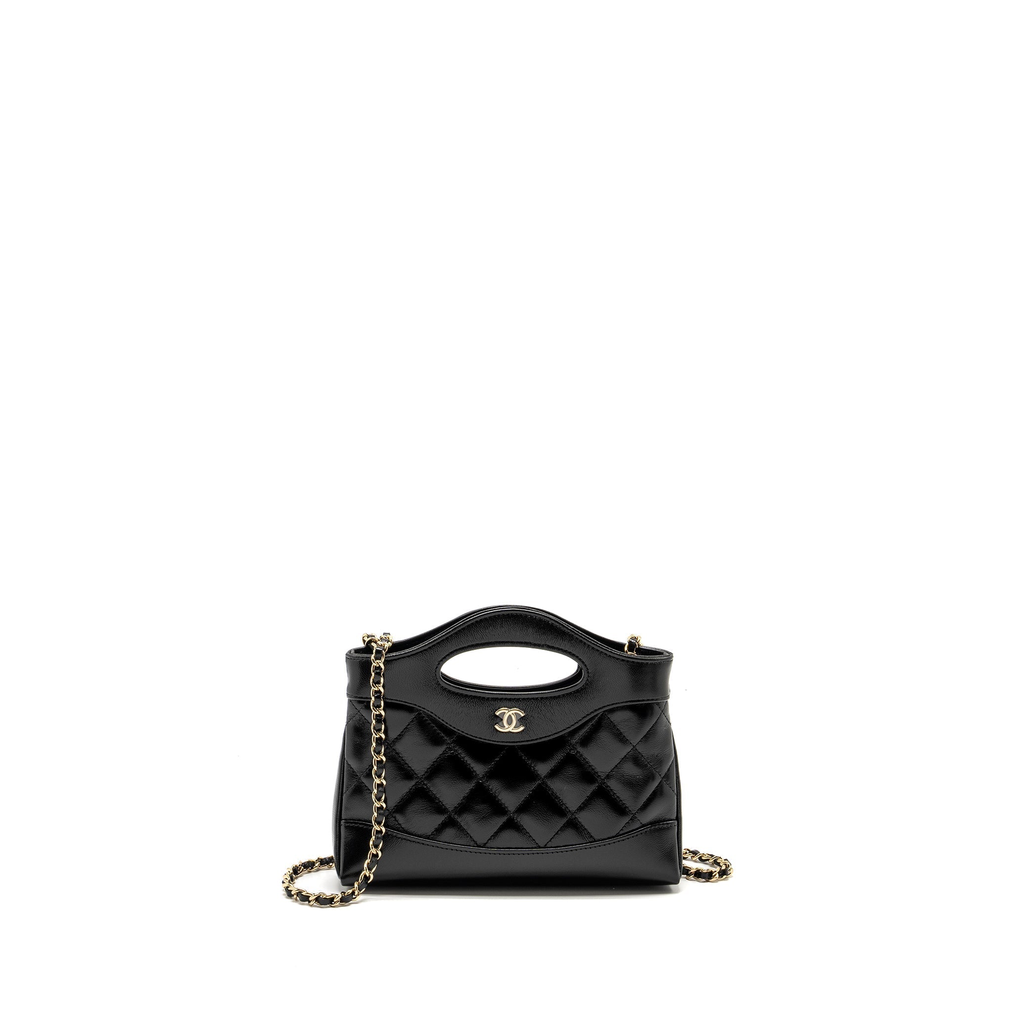 Chanel Mini 31 Clutch With Chain Shiny Calfskin Black L (Microchip)