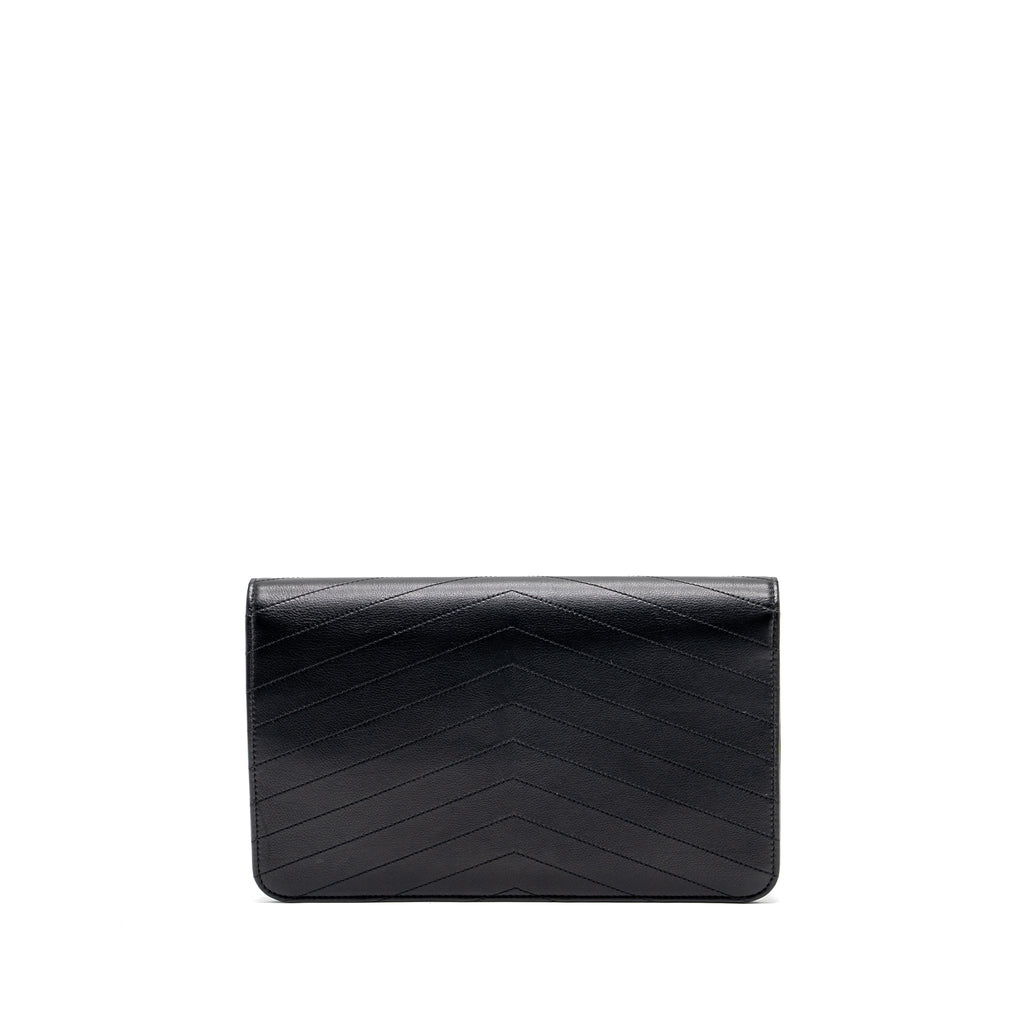 Chanel Voyage Chevron Clutch Calfskin Black