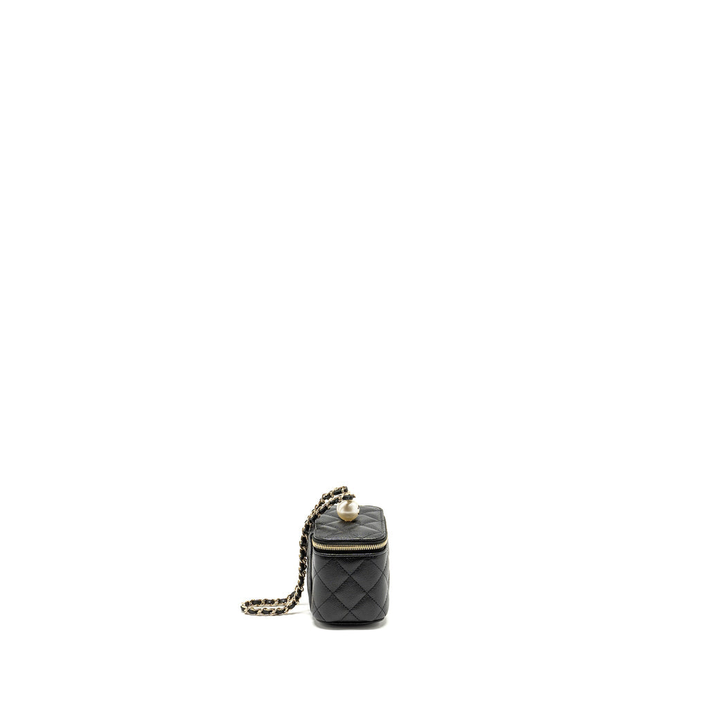 Chanel Small Vanity Clutch with Chain CC Pearl Caviar Black L
