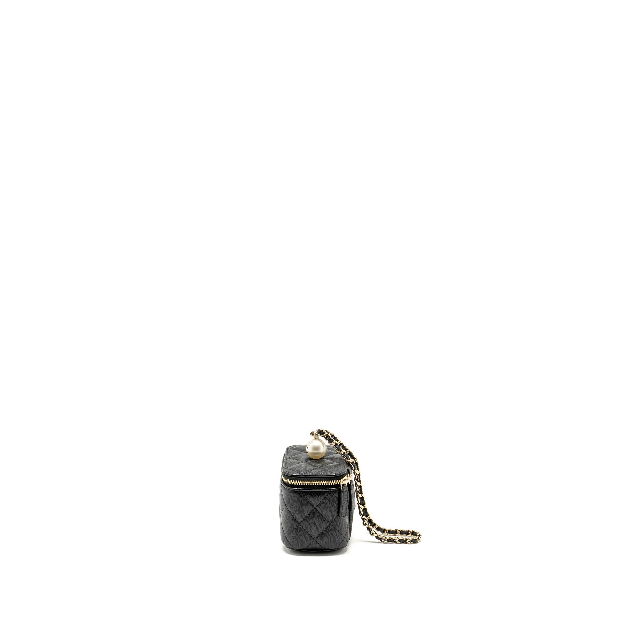 Chanel Small Vanity Clutch with Chain CC Pearl Caviar Black L