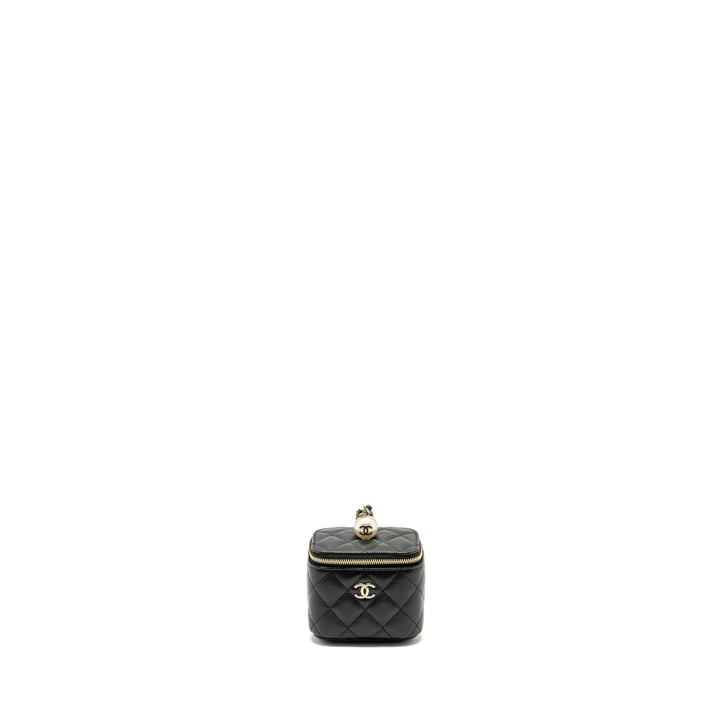 Chanel Small Vanity Clutch with Chain CC Pearl Caviar Black L