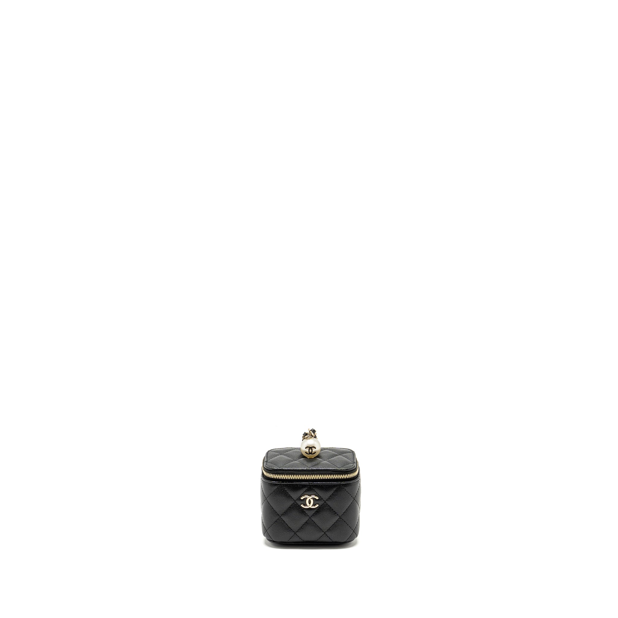 Chanel Small Vanity Clutch with Chain CC Pearl Caviar Black L