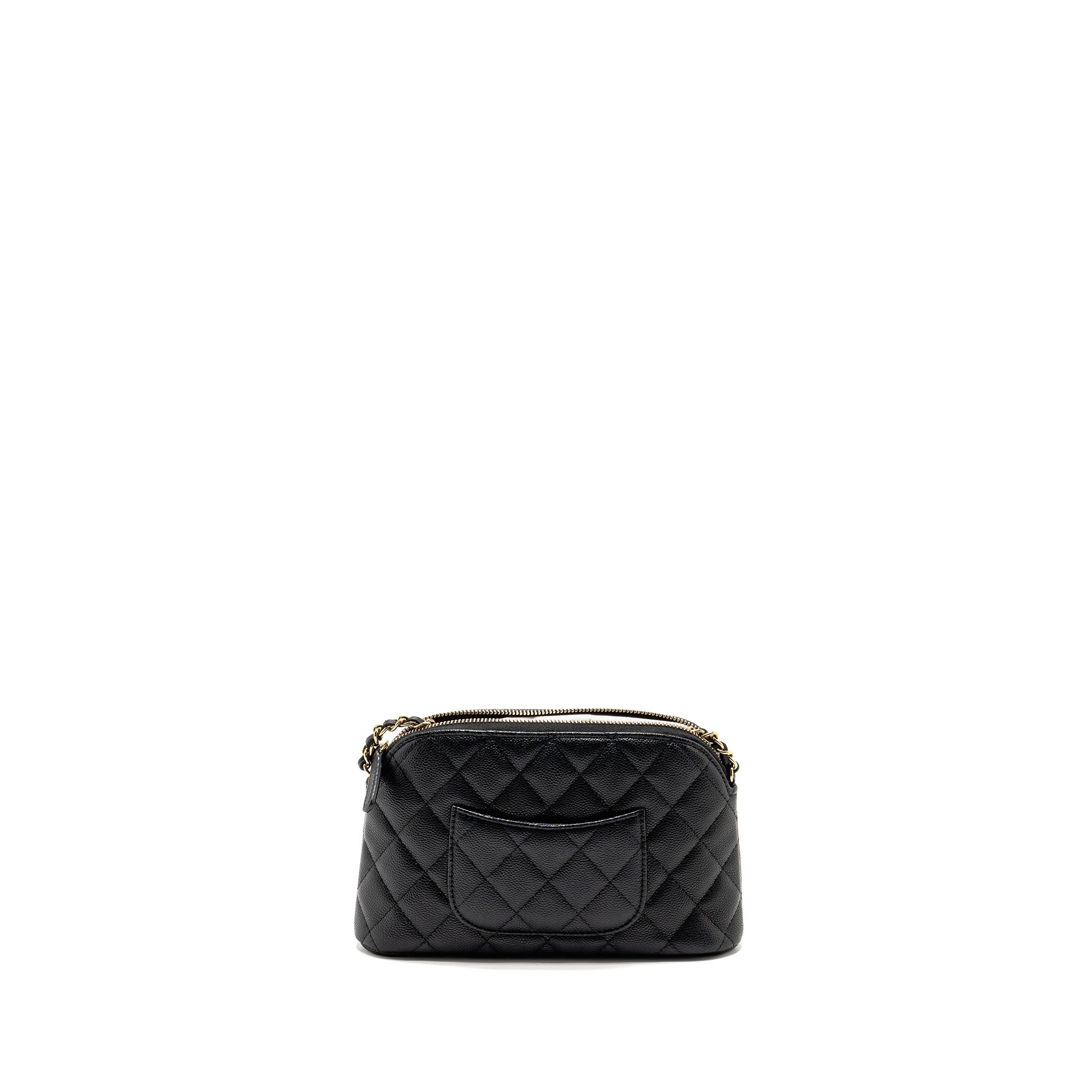 Chanel Classic CC Clutch with Chain Caviar Black L (Microchip)