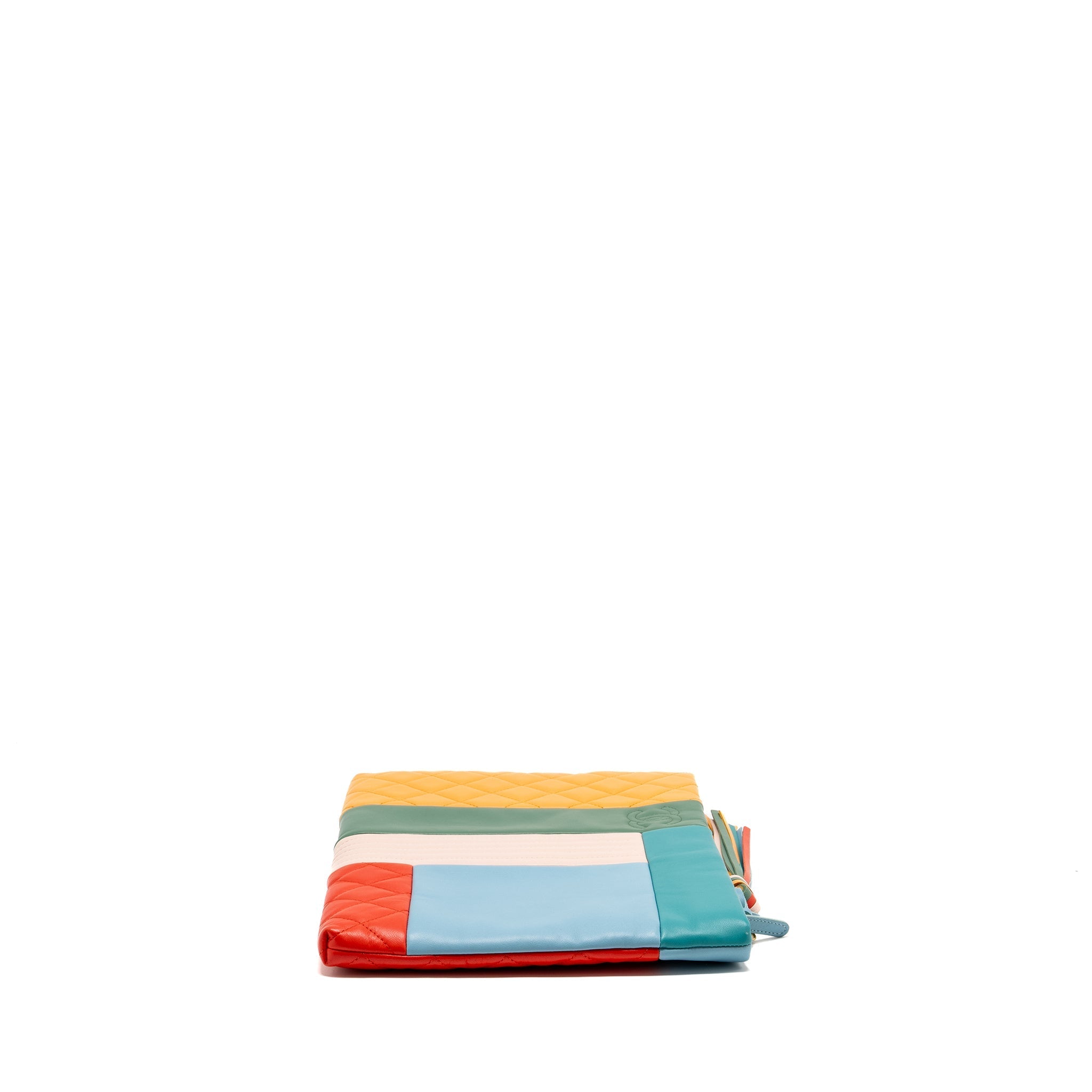 Chanel 17C Large Colourblock O-Case Clutch Lambskin Multicolour