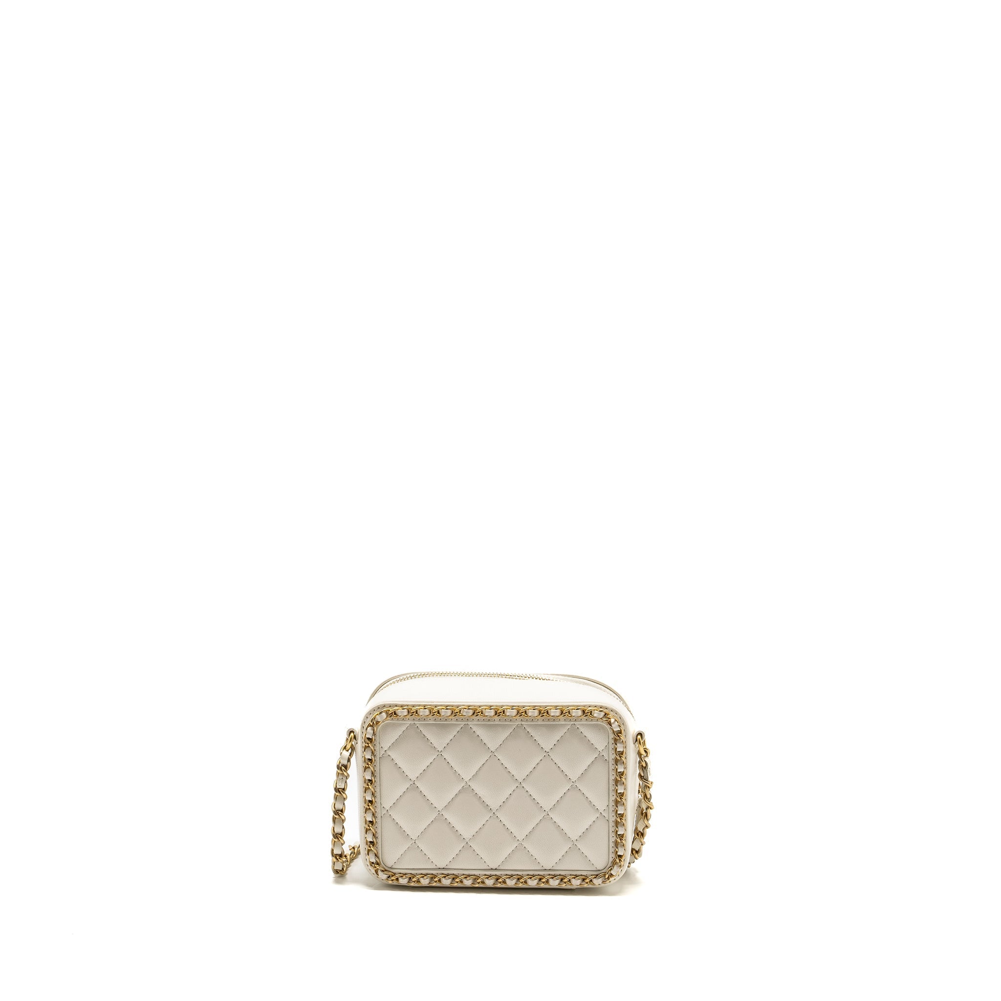 Chanel Mini Vanity Clutch with Chain Lambskin White