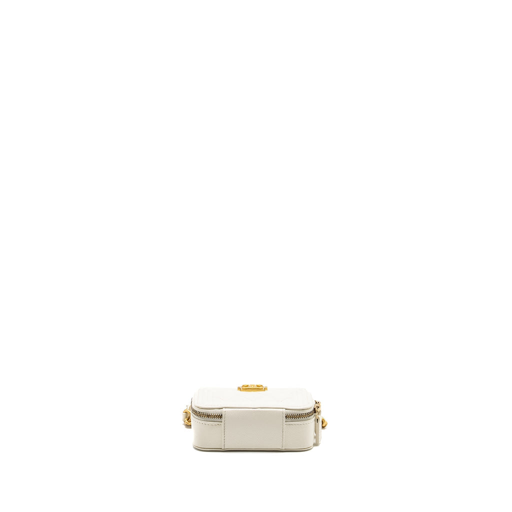 Chanel Boy Chain Clutch Caviar White  (Microchip)