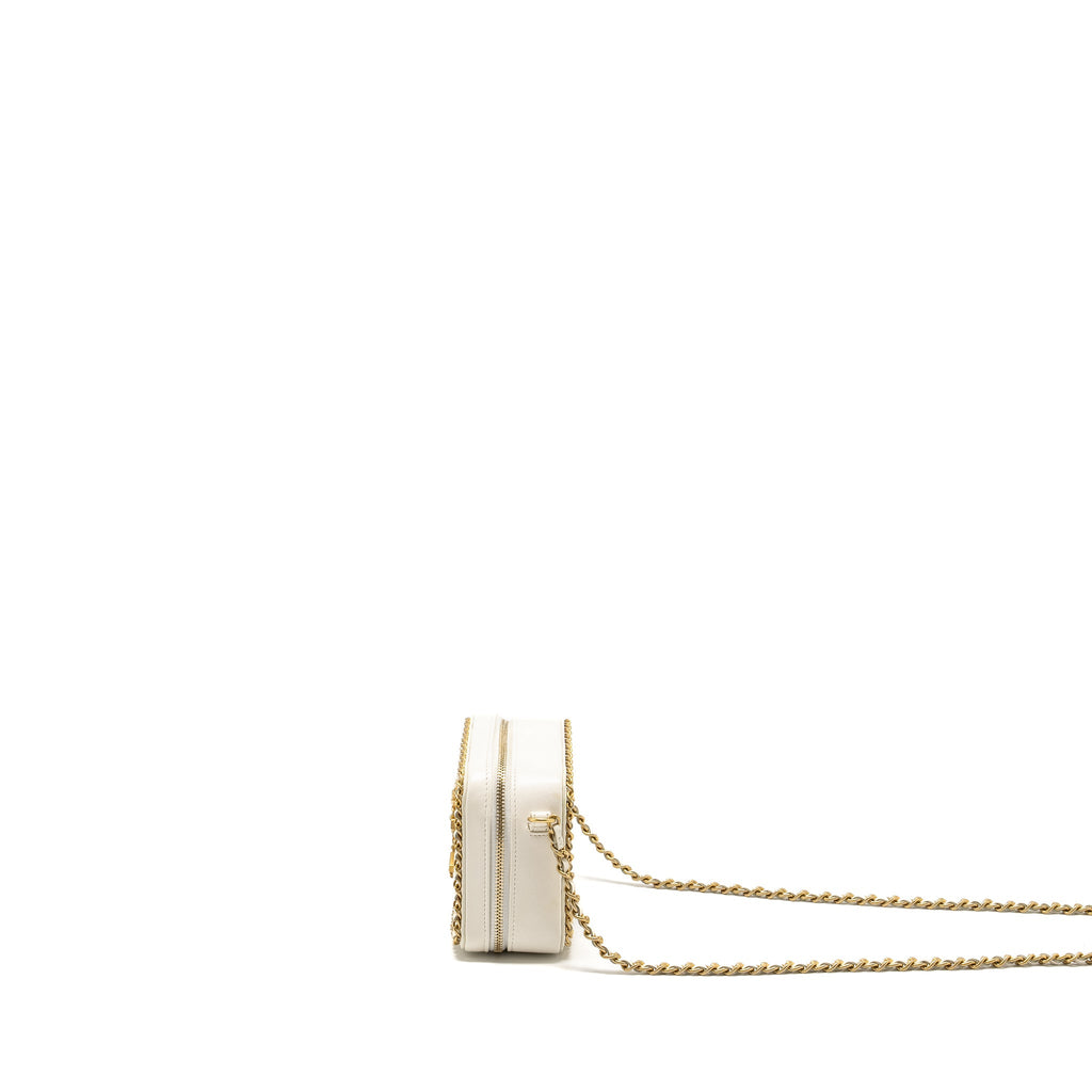 Chanel Mini Vanity Clutch with Chain Lambskin White