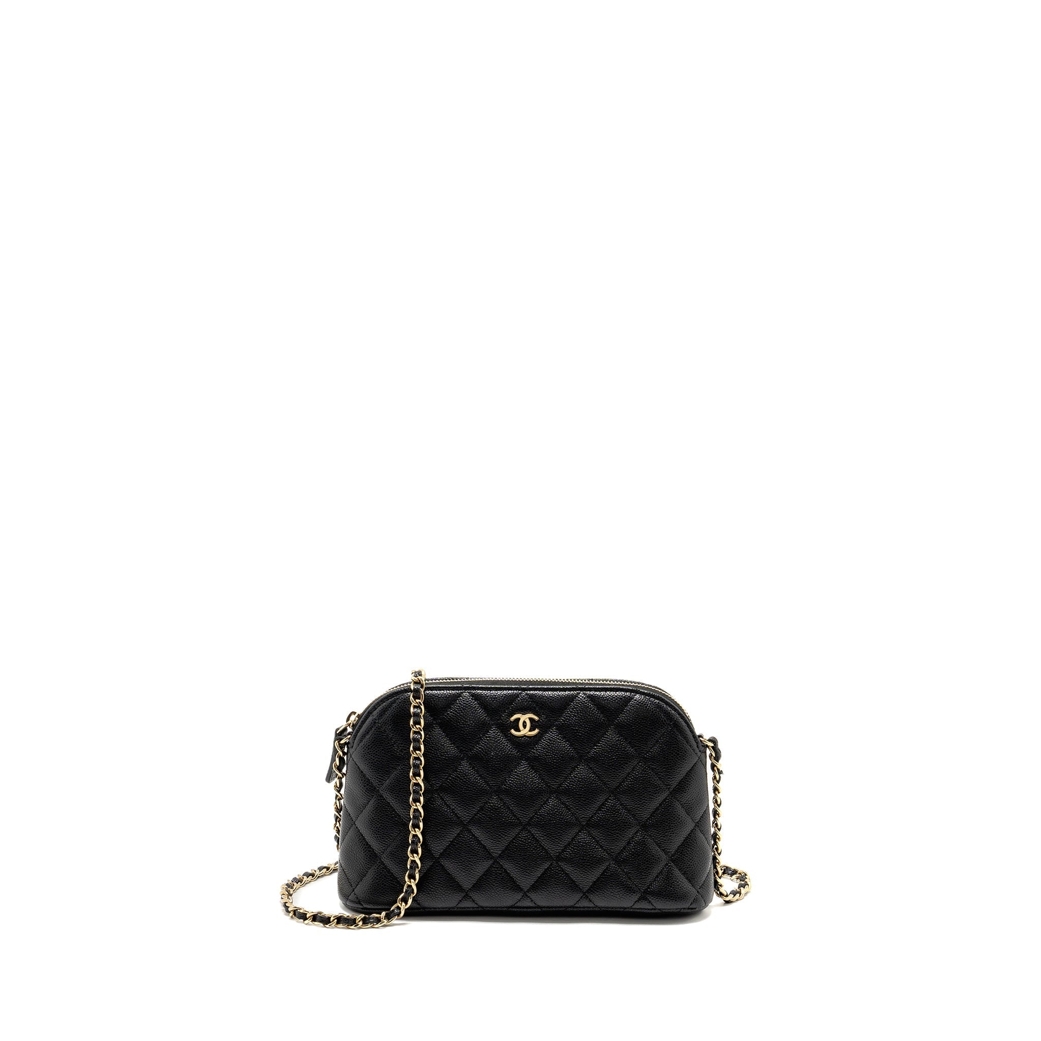 Chanel Classic CC Clutch with Chain Caviar Black L (Microchip)