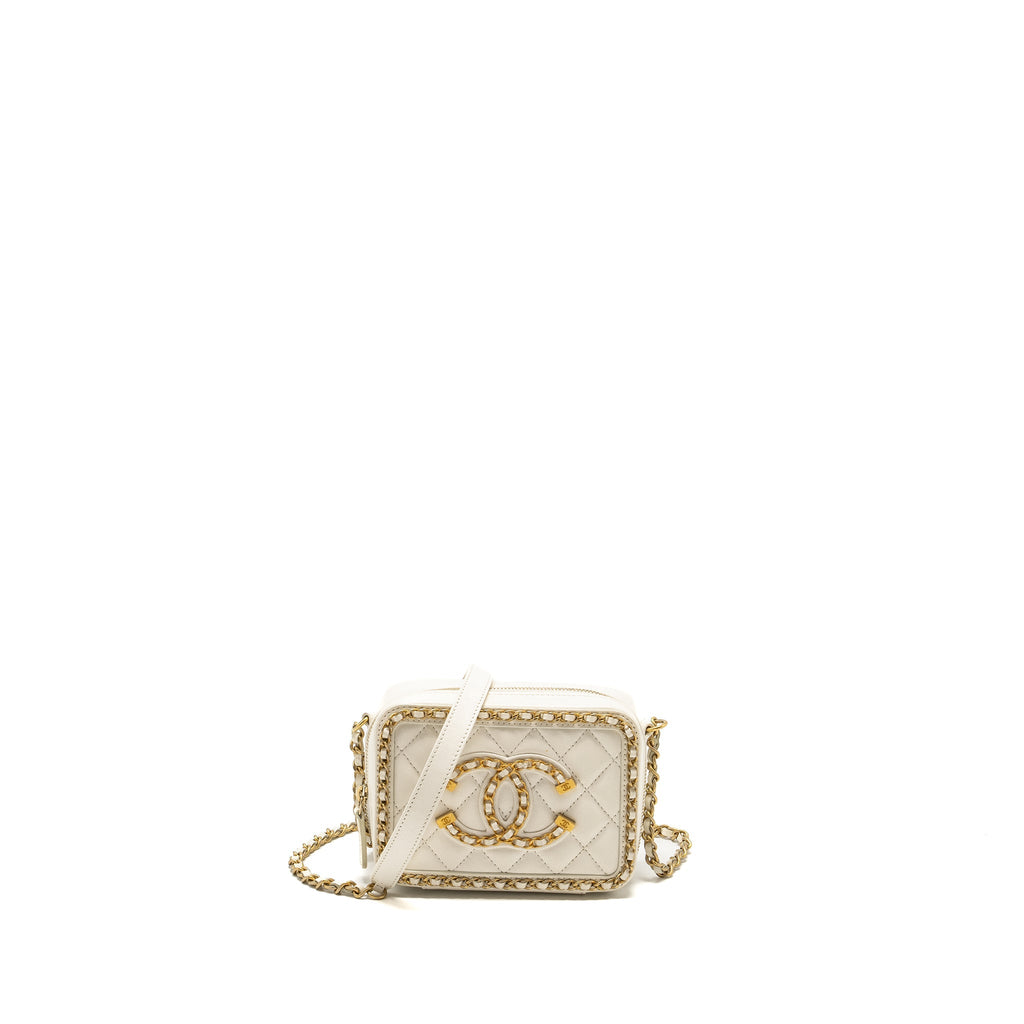 Chanel Mini Vanity Clutch with Chain Lambskin White