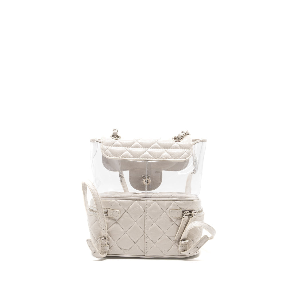 CHANEL TRANSPARENT BACKPACK PVC/SHINY CALFSKIN WHITE