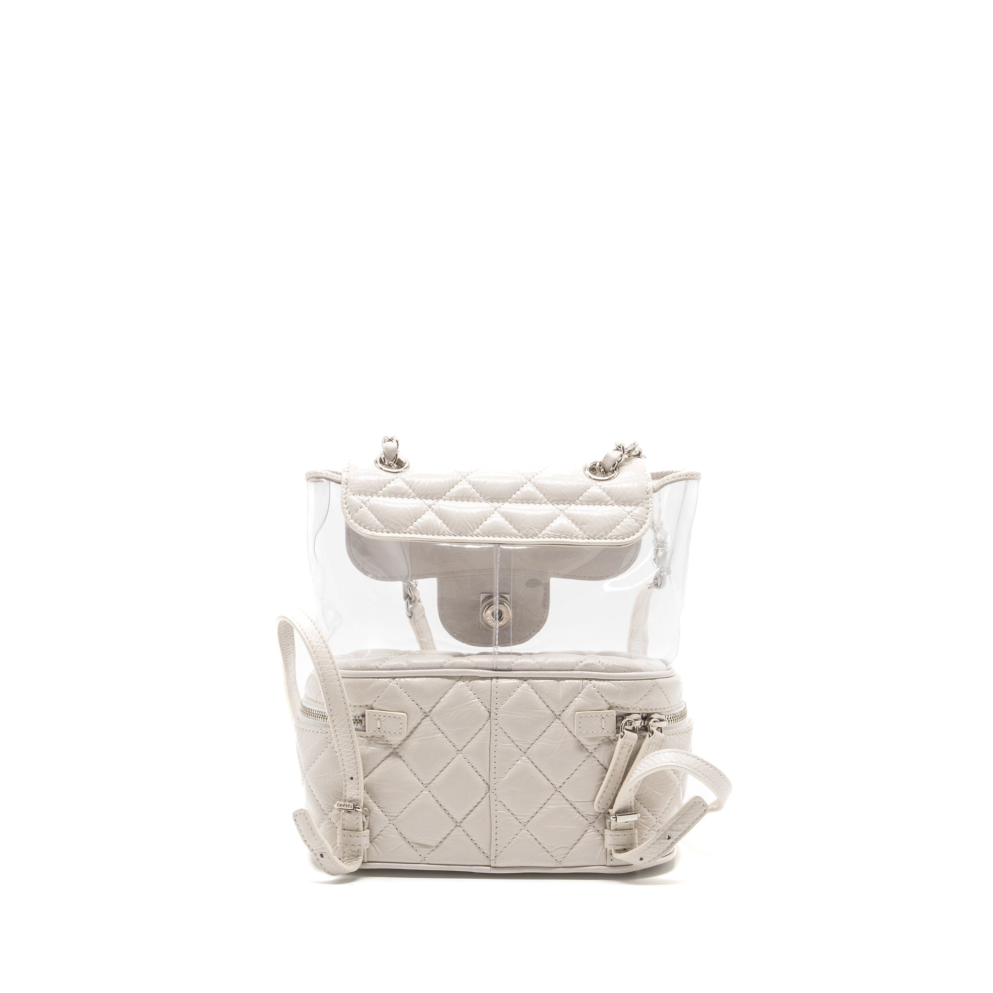 CHANEL TRANSPARENT BACKPACK PVC/SHINY CALFSKIN WHITE