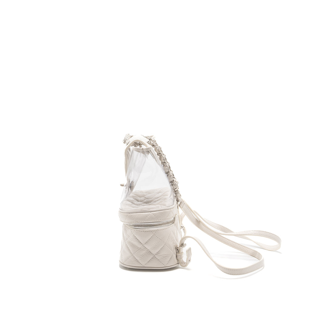 CHANEL TRANSPARENT BACKPACK PVC/SHINY CALFSKIN WHITE