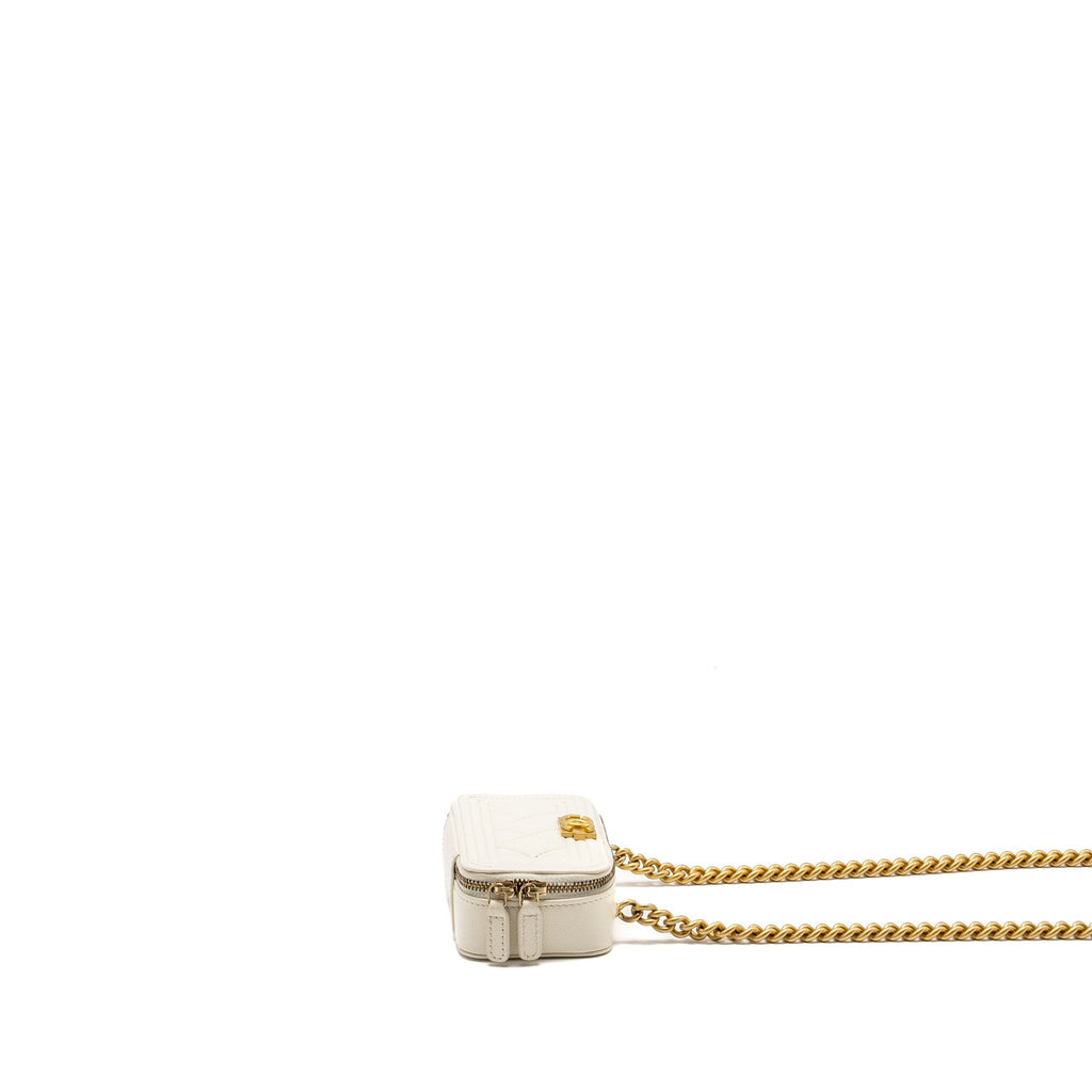 Chanel Boy Chain Clutch Caviar White  (Microchip)
