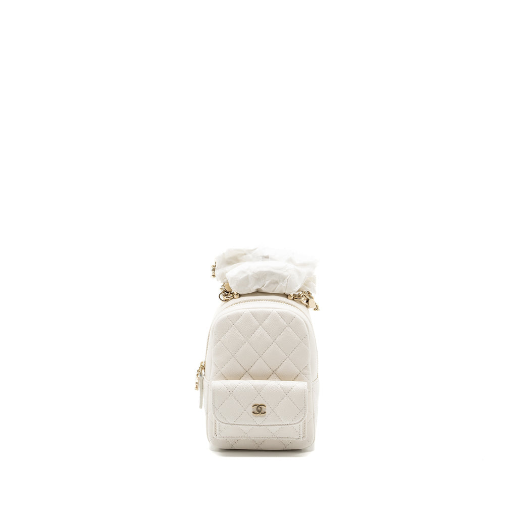 Chanel 24C Mini Backpack/Crossbody Bag Caviar White L (Microchip)