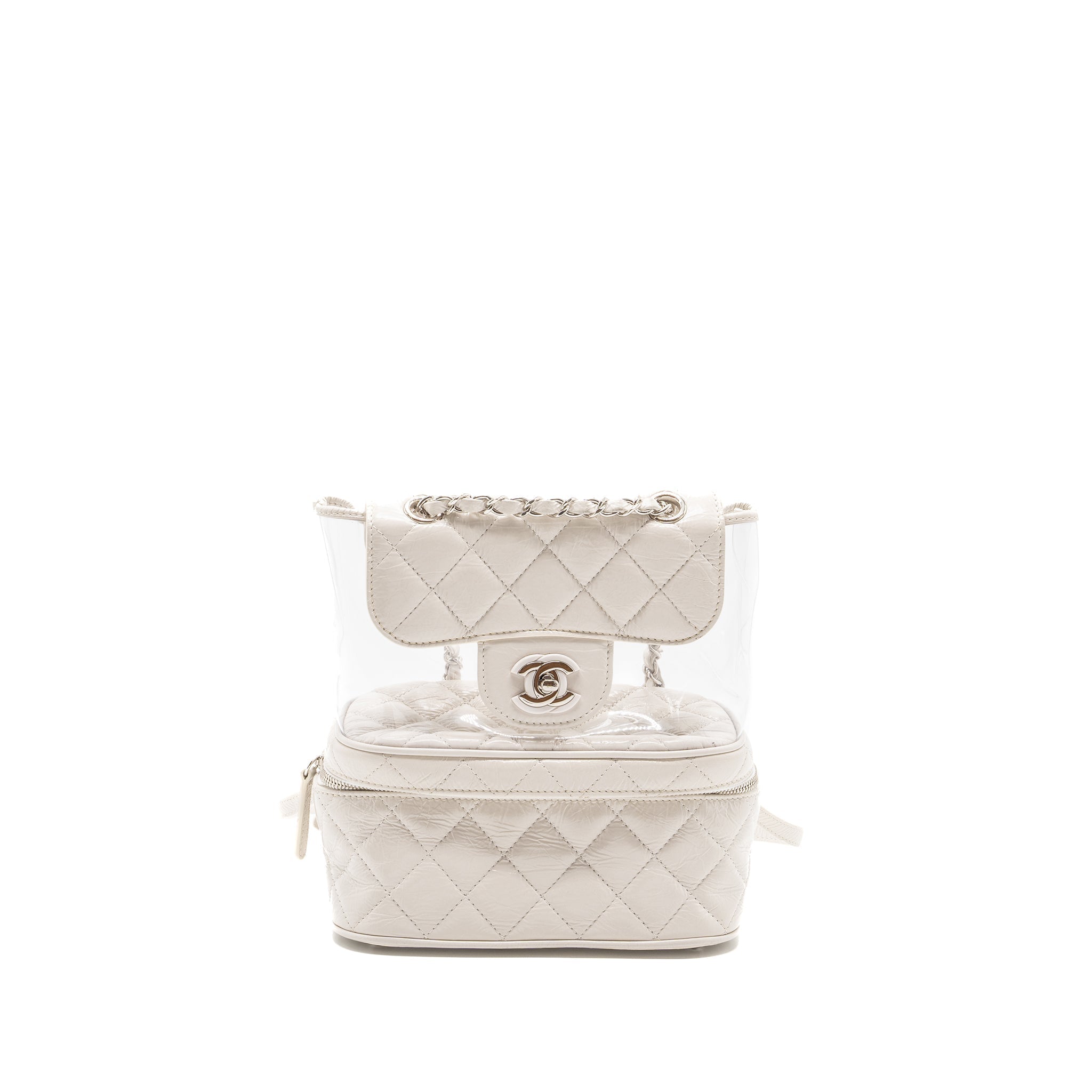 CHANEL TRANSPARENT BACKPACK PVC/SHINY CALFSKIN WHITE