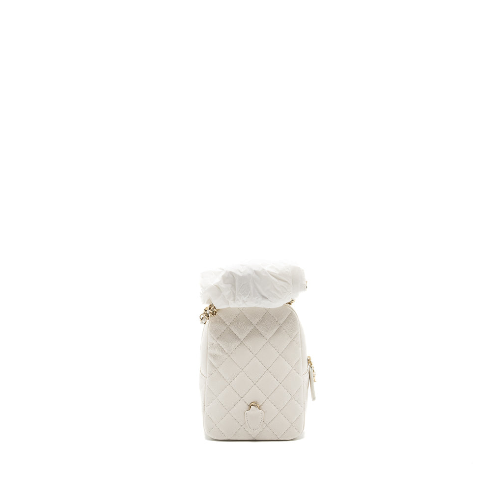 Chanel 24C Mini Backpack/Crossbody Bag Caviar White L (Microchip)