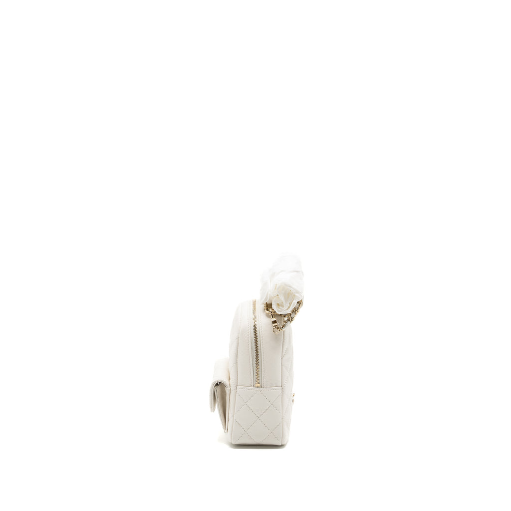 Chanel 24C Mini Backpack/Crossbody Bag Caviar White L (Microchip)