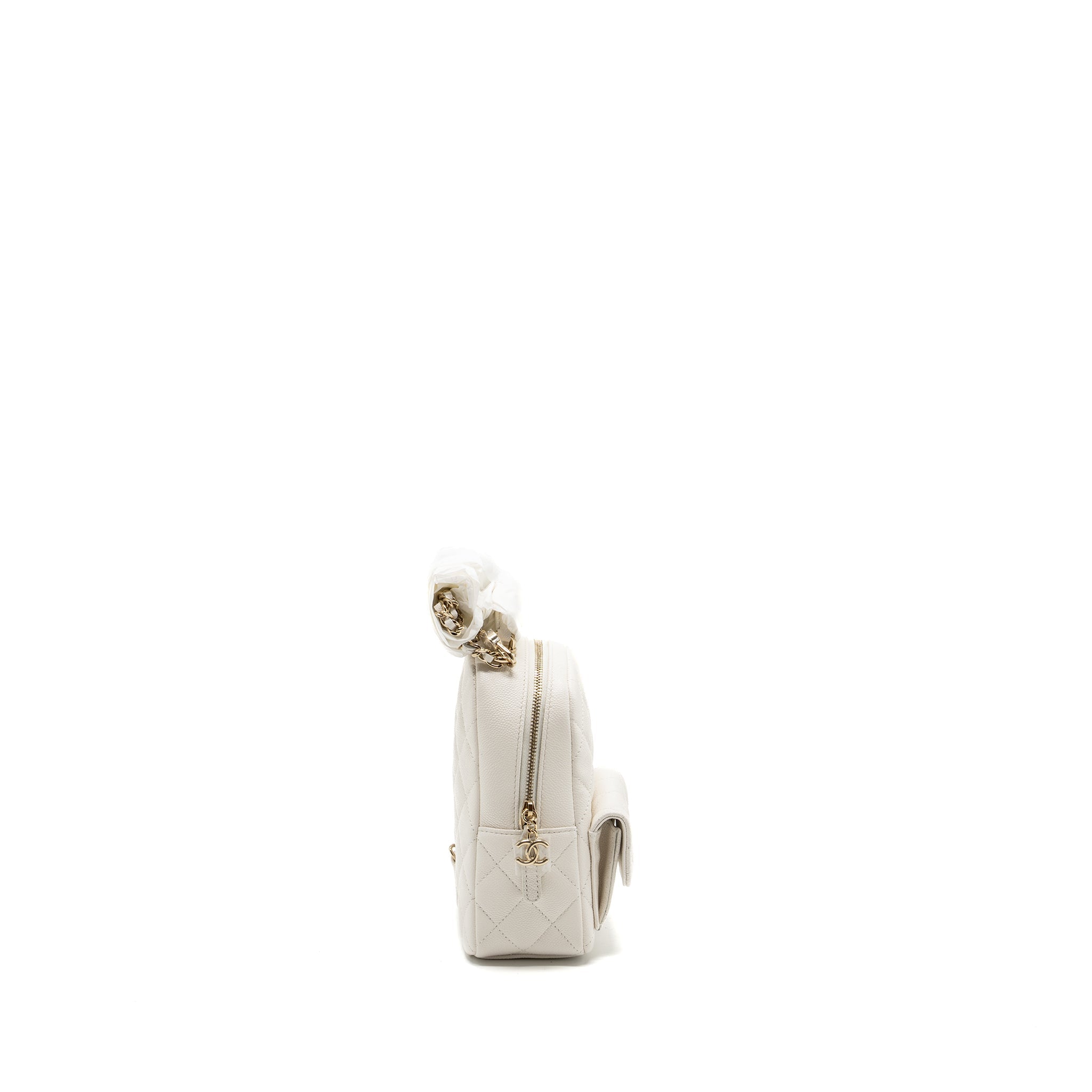Chanel 24C Mini Backpack/Crossbody Bag Caviar White L (Microchip)