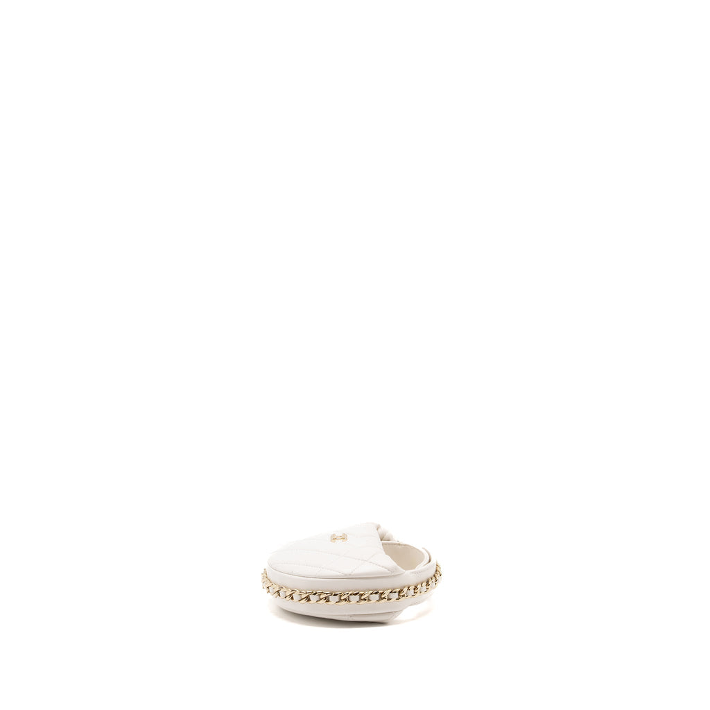 Chanel 23C Round Clutch Lambskin White L (microchip)