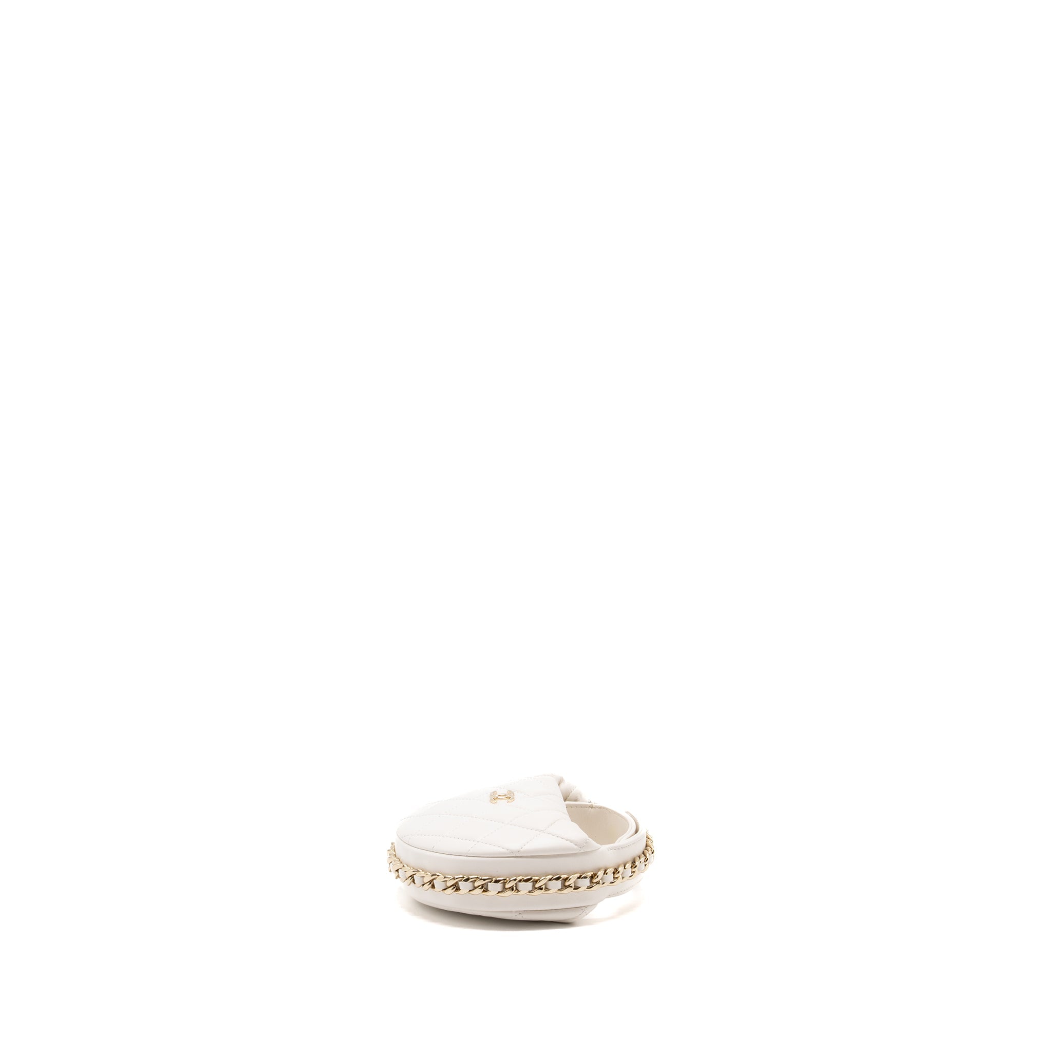 Chanel 23C Round Clutch Lambskin White L (microchip)