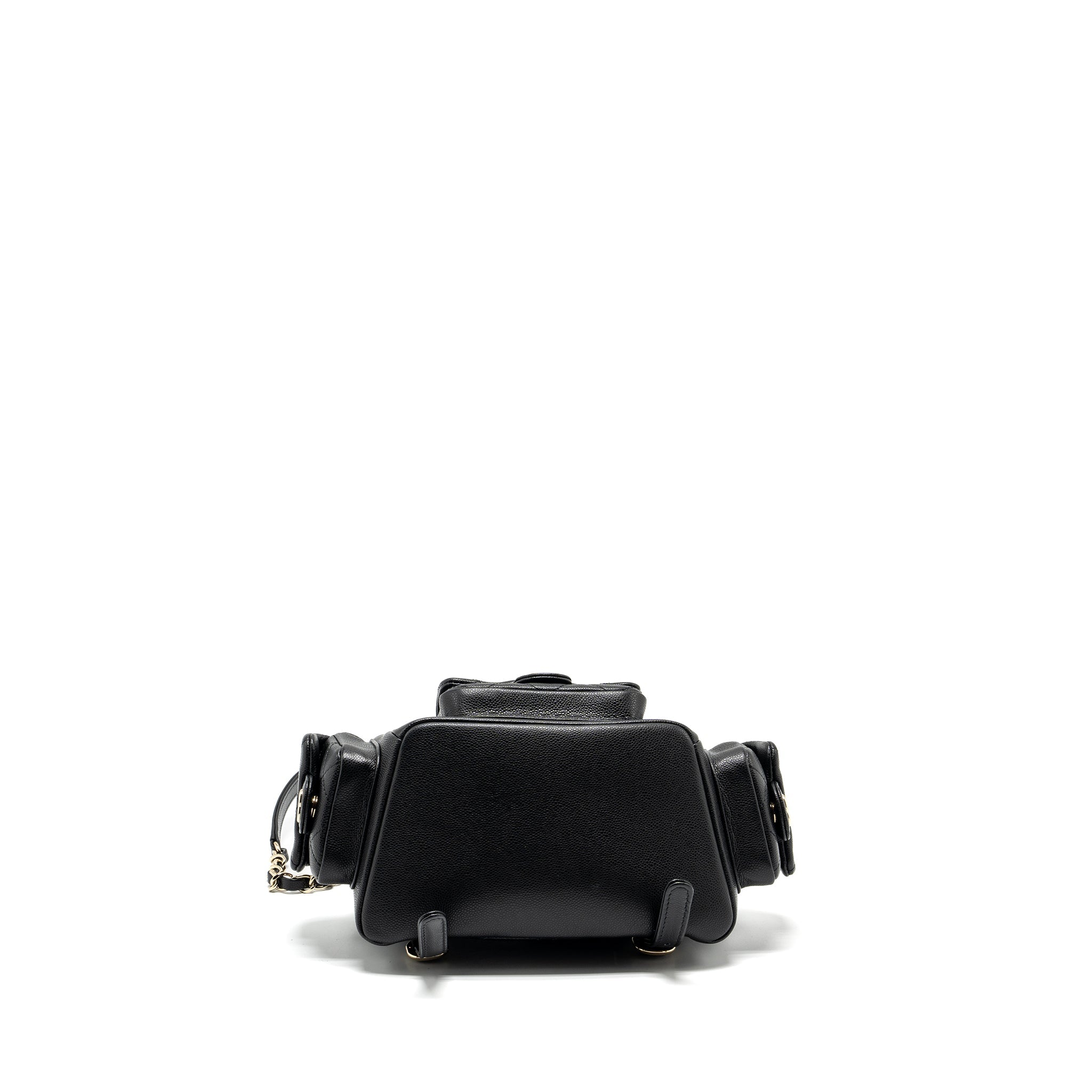 Chanel Triple Pocket Backpack Caviar Black L (Microchip)