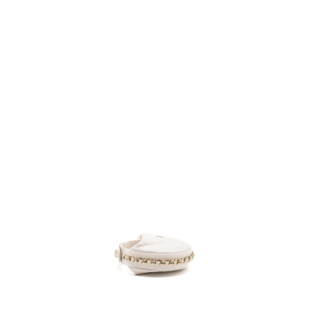 Chanel 23C Round Clutch Lambskin White L (microchip)