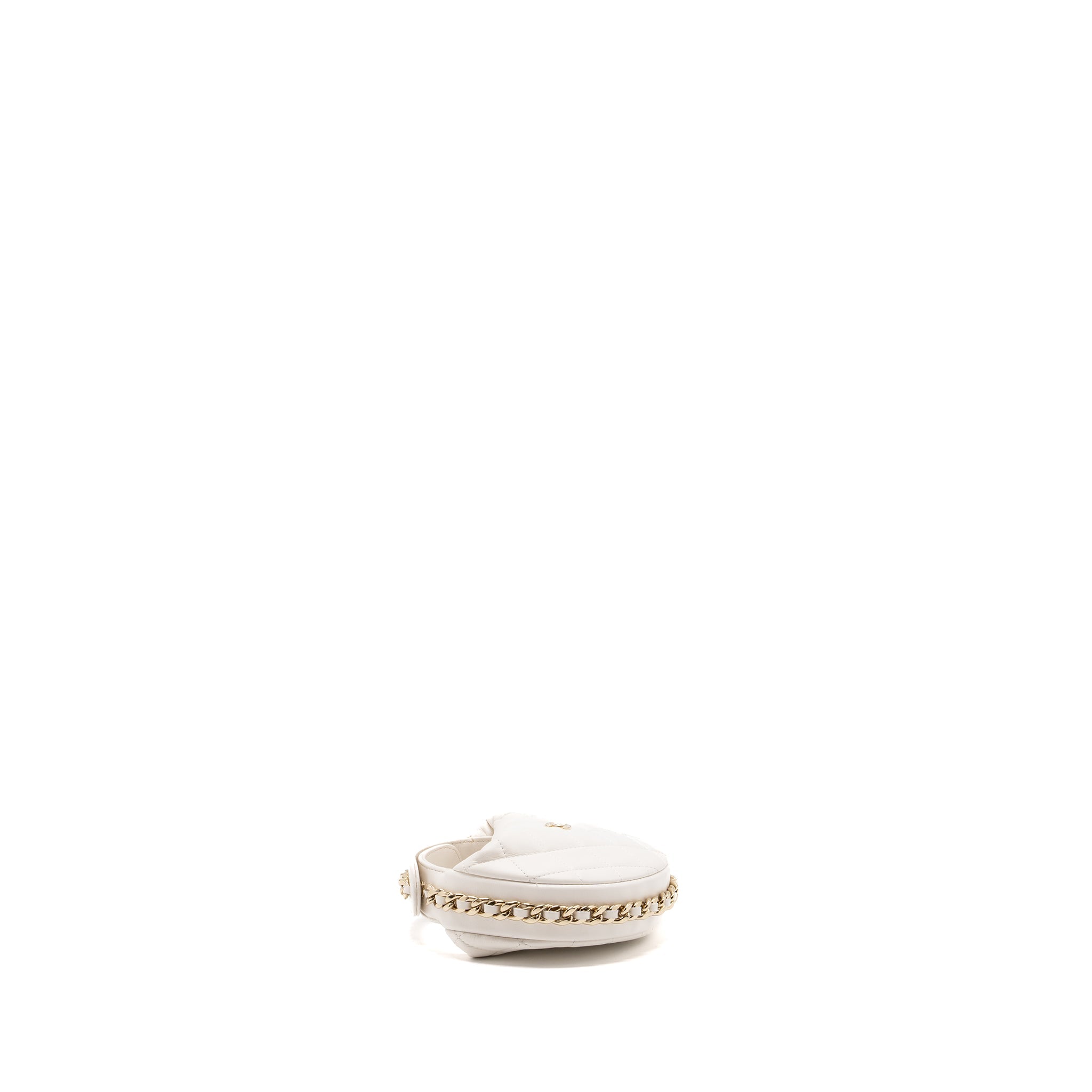 Chanel 23C Round Clutch Lambskin White L (microchip)