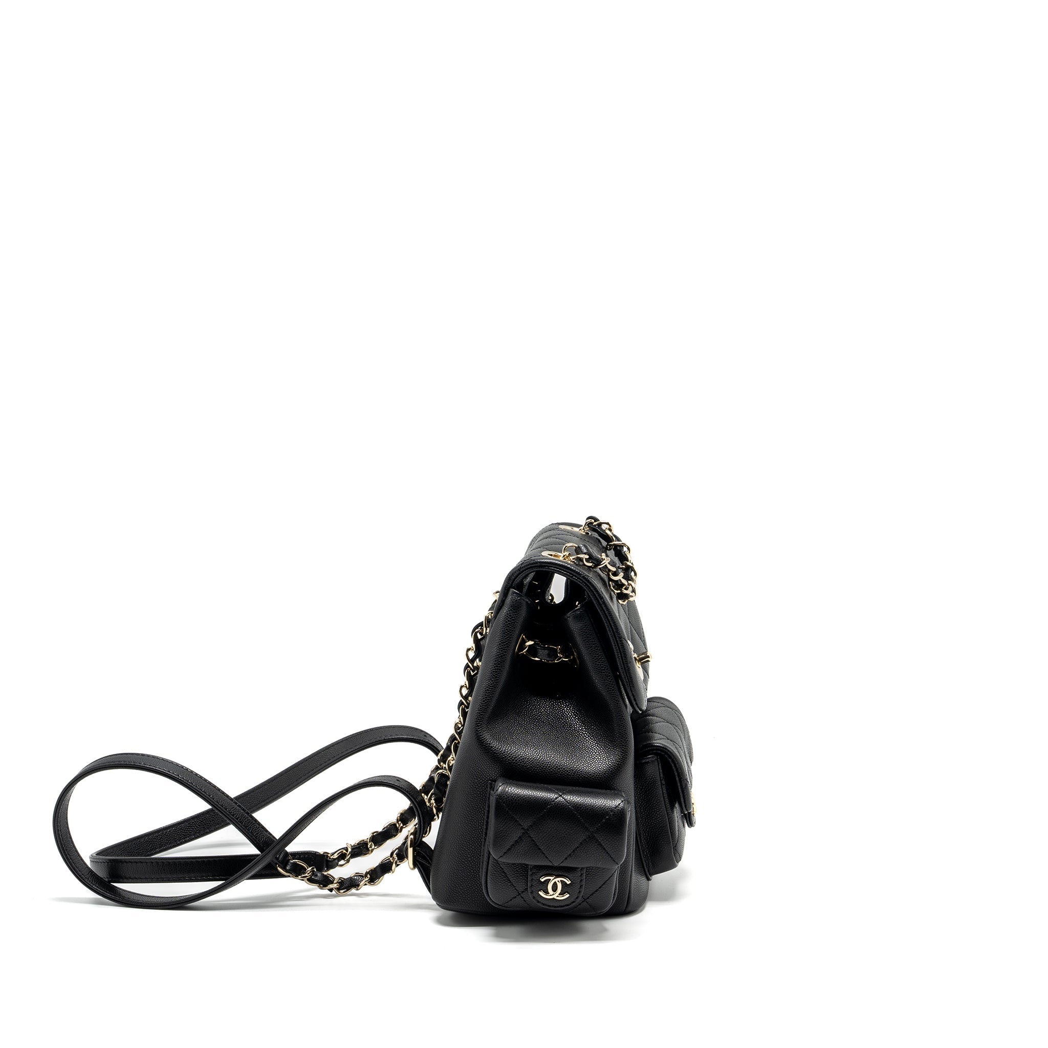 Chanel Triple Pocket Backpack Caviar Black L (Microchip)