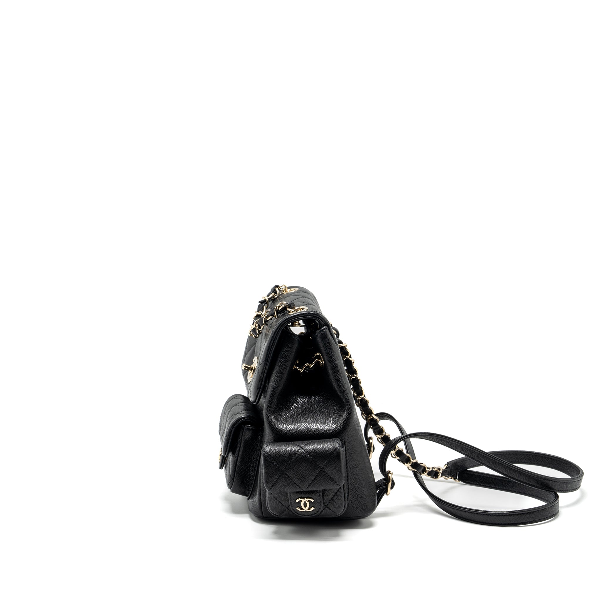 Chanel Triple Pocket Backpack Caviar Black L (Microchip)