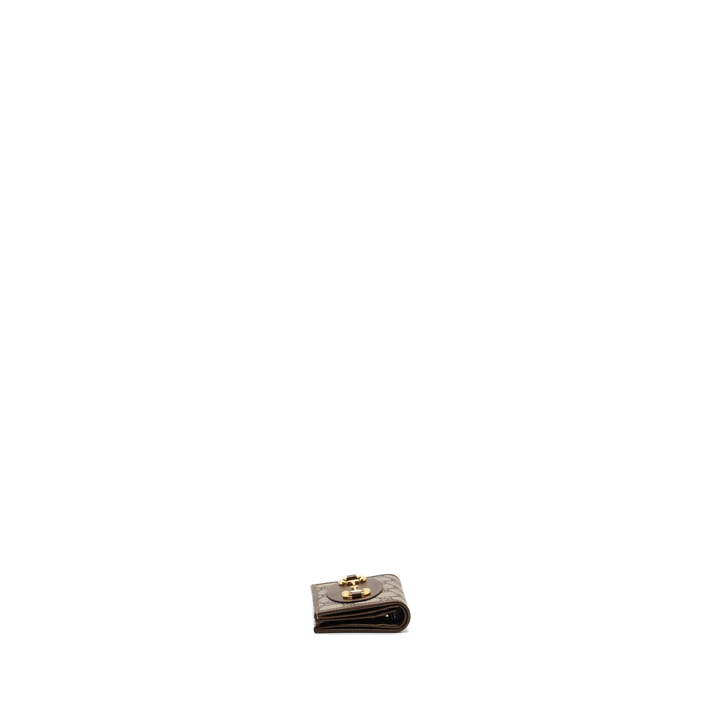 Gucci Horsebit 1955  Case Wallet GG Supreme Canvas/ Calfskin Brown