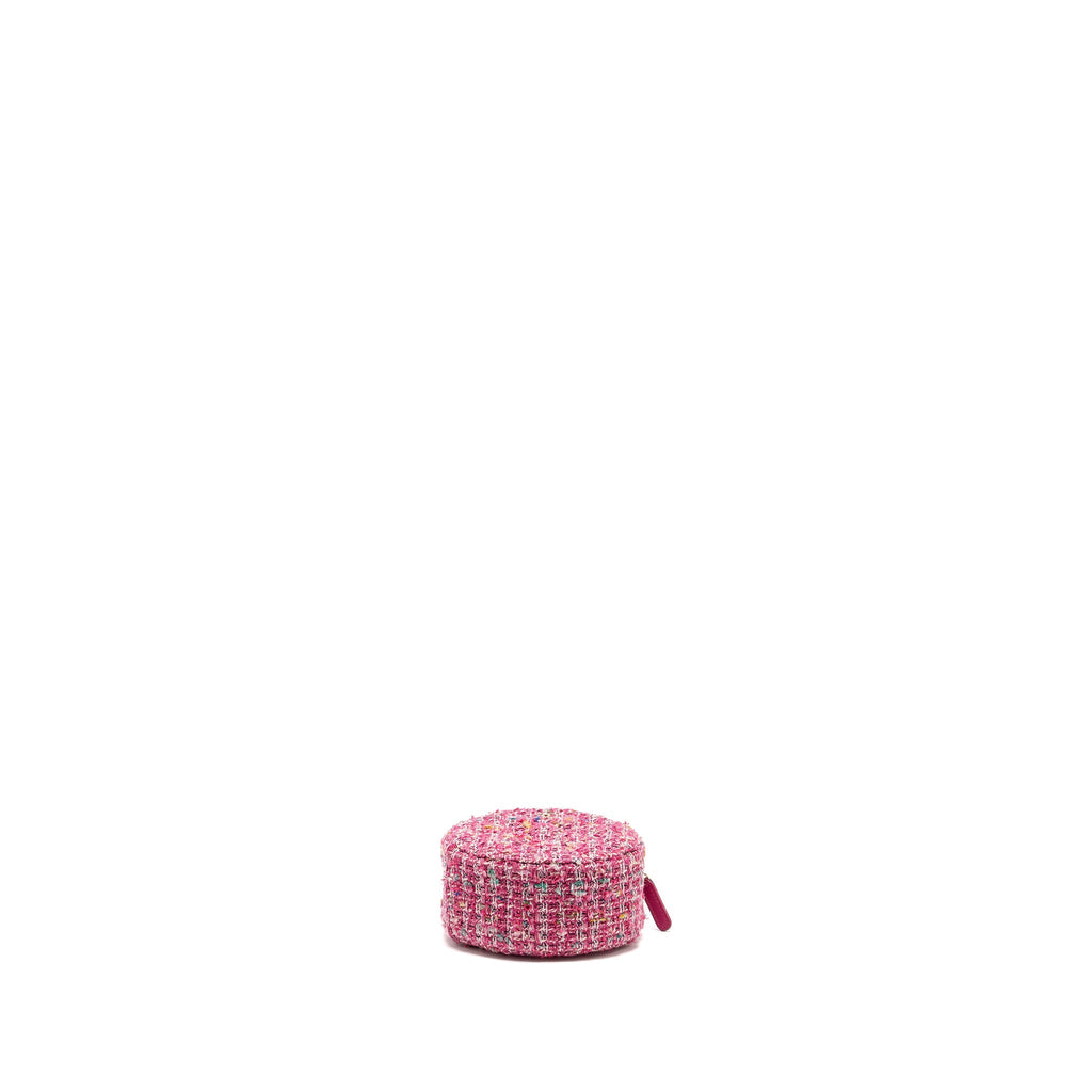 Chanel Round Clutch with Chain Tweed Pink/Multicolour L