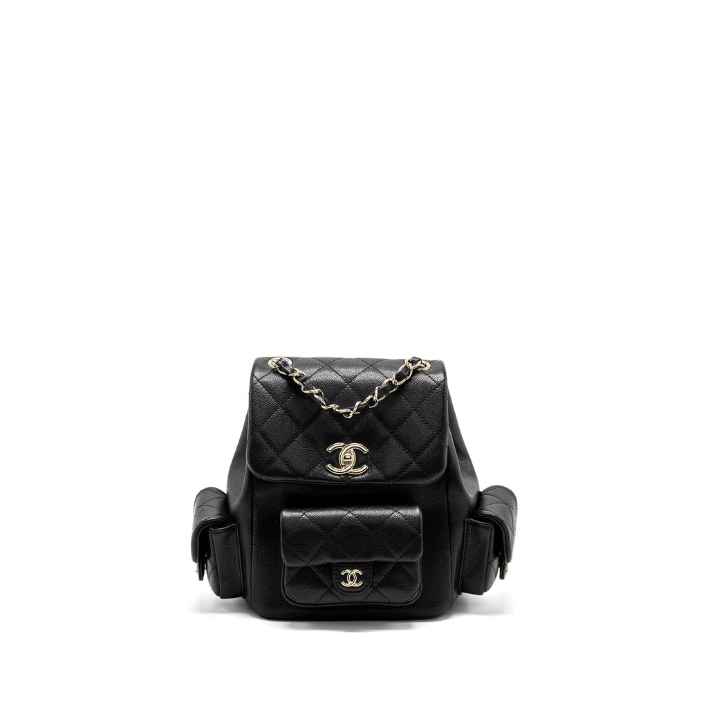 Chanel Triple Pocket Backpack Caviar Black L (Microchip)