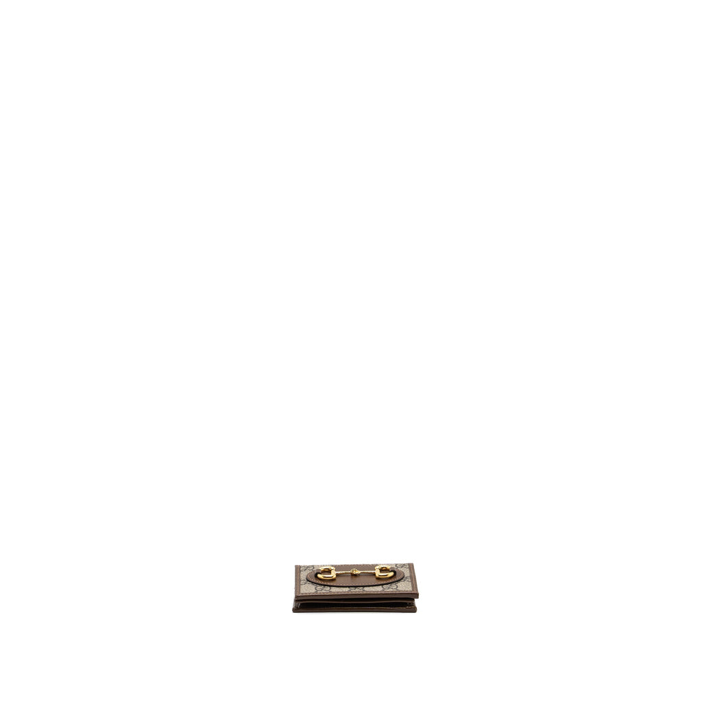 Gucci Horsebit 1955  Case Wallet GG Supreme Canvas/ Calfskin Brown