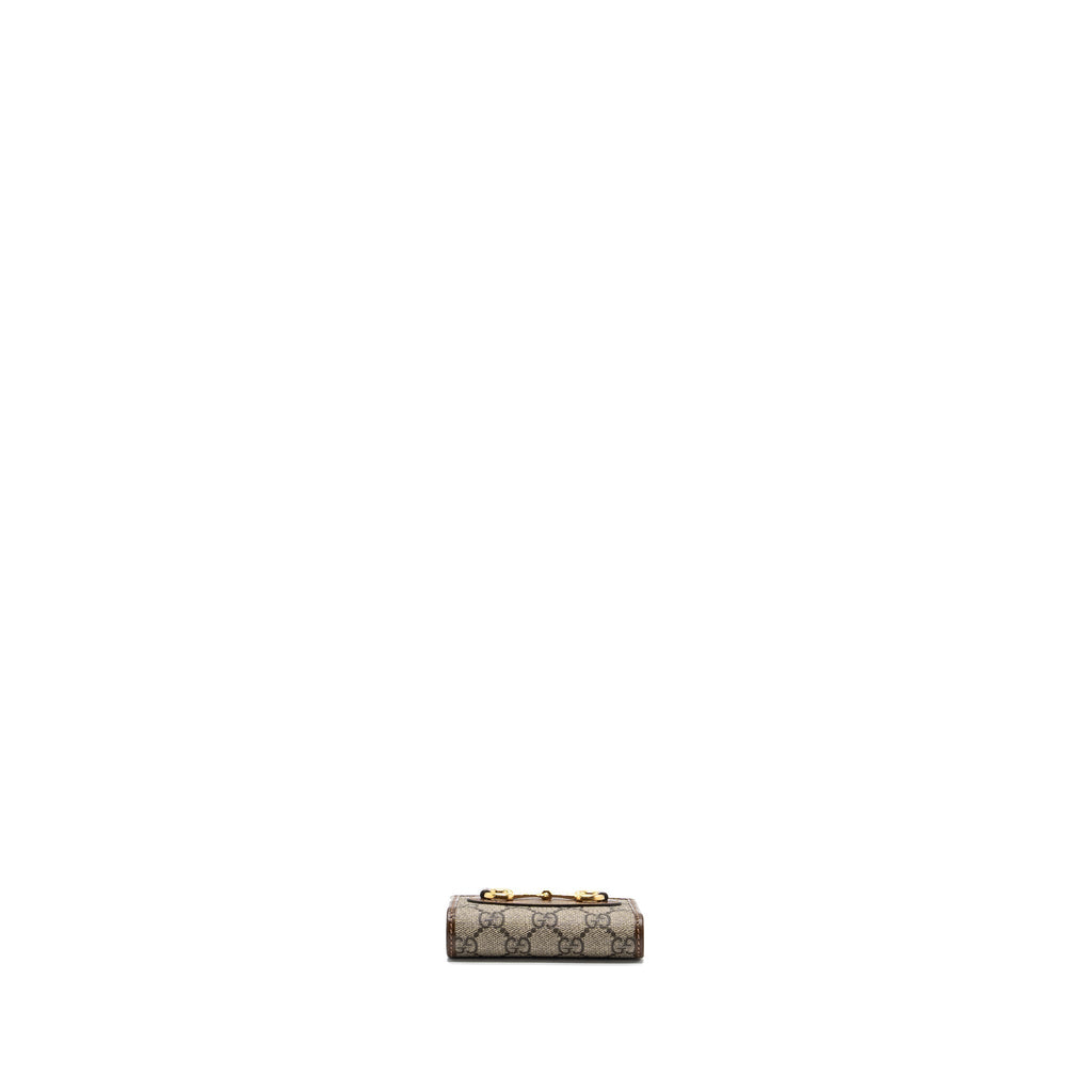 Gucci Horsebit 1955  Case Wallet GG Supreme Canvas/ Calfskin Brown