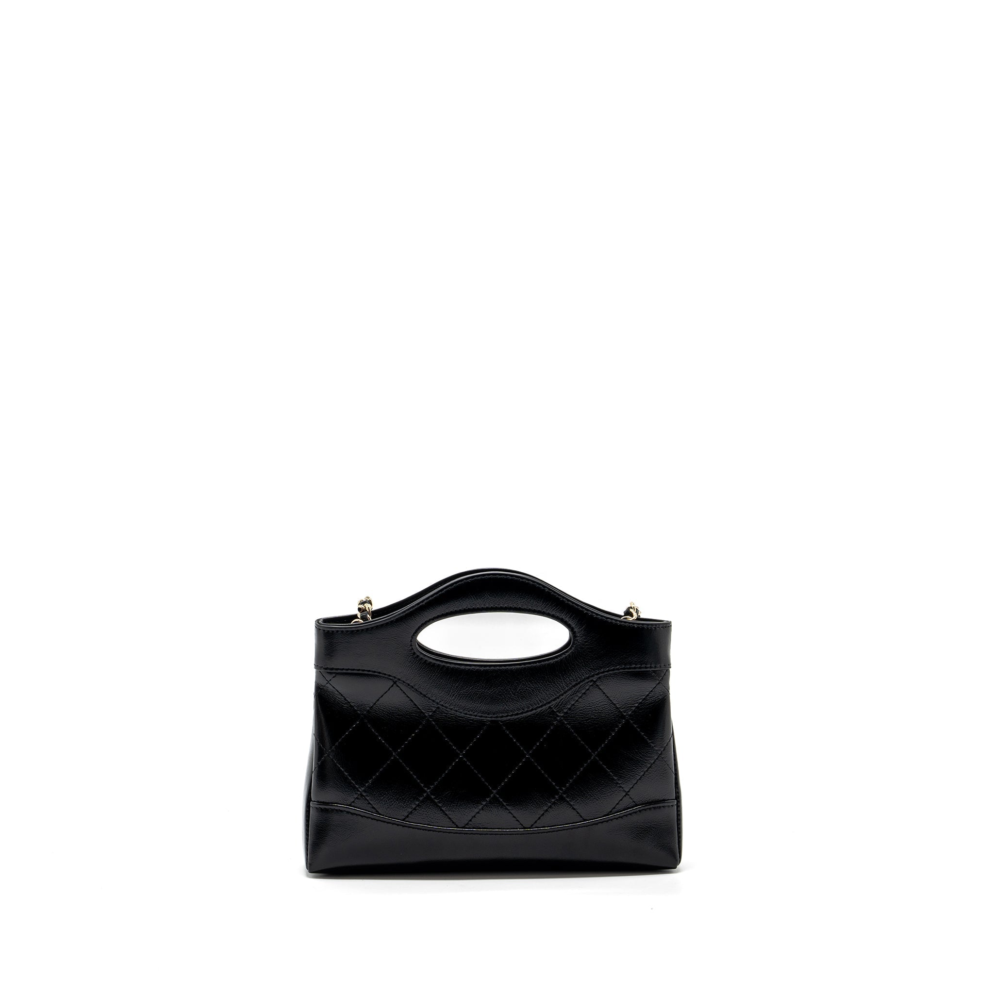 Chanel 24C mini 31 clutch with chain shiny calfskin black L (microchip)