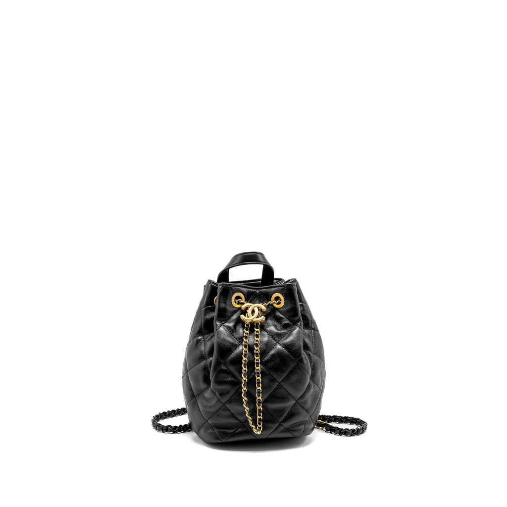 Chanel 22S Candy Chains Mini Bucket Backpack Lambskin Black  (Microchip)